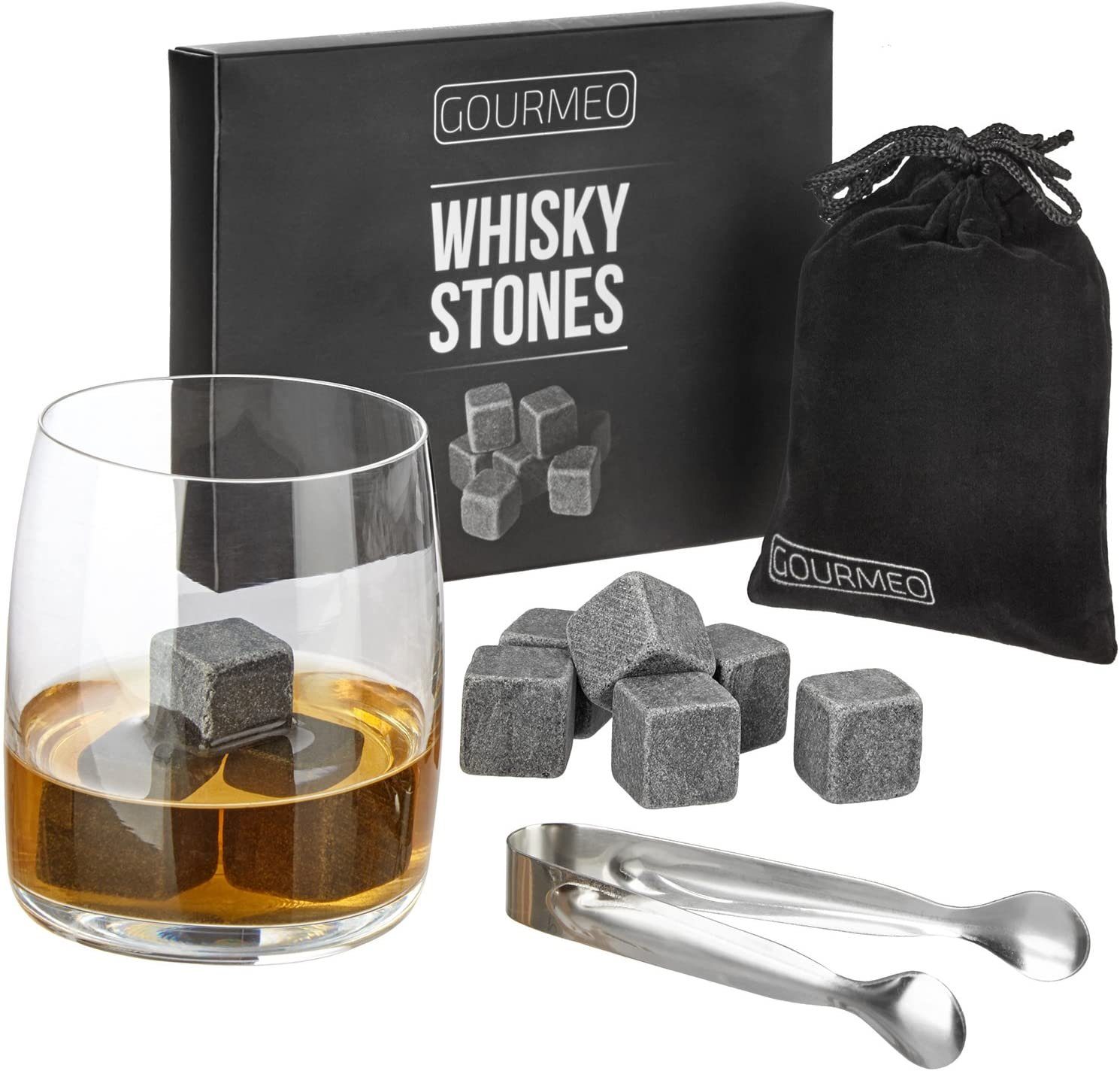 8 Stück Kühlsteine Kältesteine Steine im Samtbeutel Whiskey Whisky Stones Rocks 