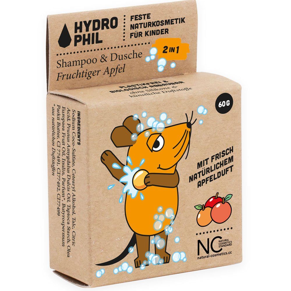 im Angebot Hydrophil Festes Haarshampoo fruchtiger Maus Apfel, 60 Kids Dusche Shampoo g