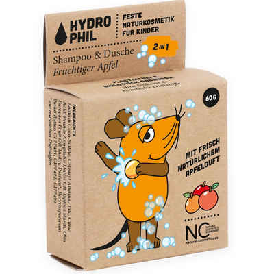 Hydrophil Festes Haarshampoo Kids Shampoo Dusche Maus fruchtiger Apfel, 60 g