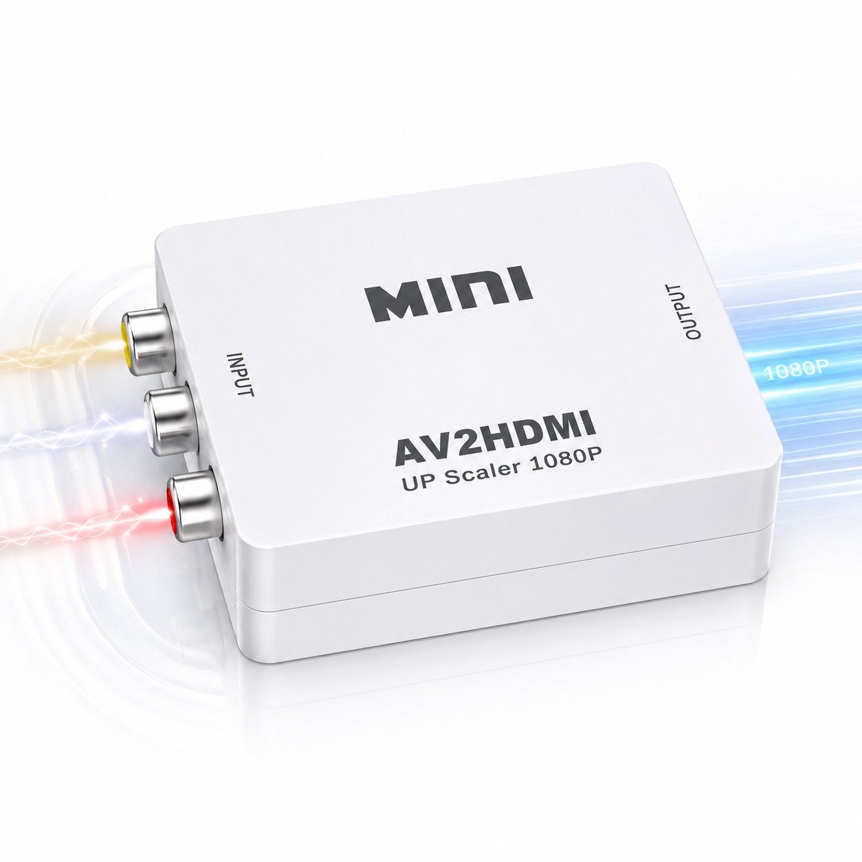 Luckice AV auf HDMI-Adapter, 1080P RCA-zu-HDMI-Konverter Plug Adapter RCA (CVBS) Eingang, HDMI Ausgang, Micro-USB Stromanschluss zu 3 RCA-Eingänge, HDMI-Ausgang, Micro-USB-Stromanschluss, Abspielen 720p/1080p@60Hz Composite CVBS Video-Audio-Konverter