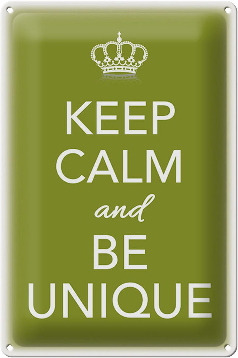 Metallschild Spruch 20x30cm Keep Calm and be unique
