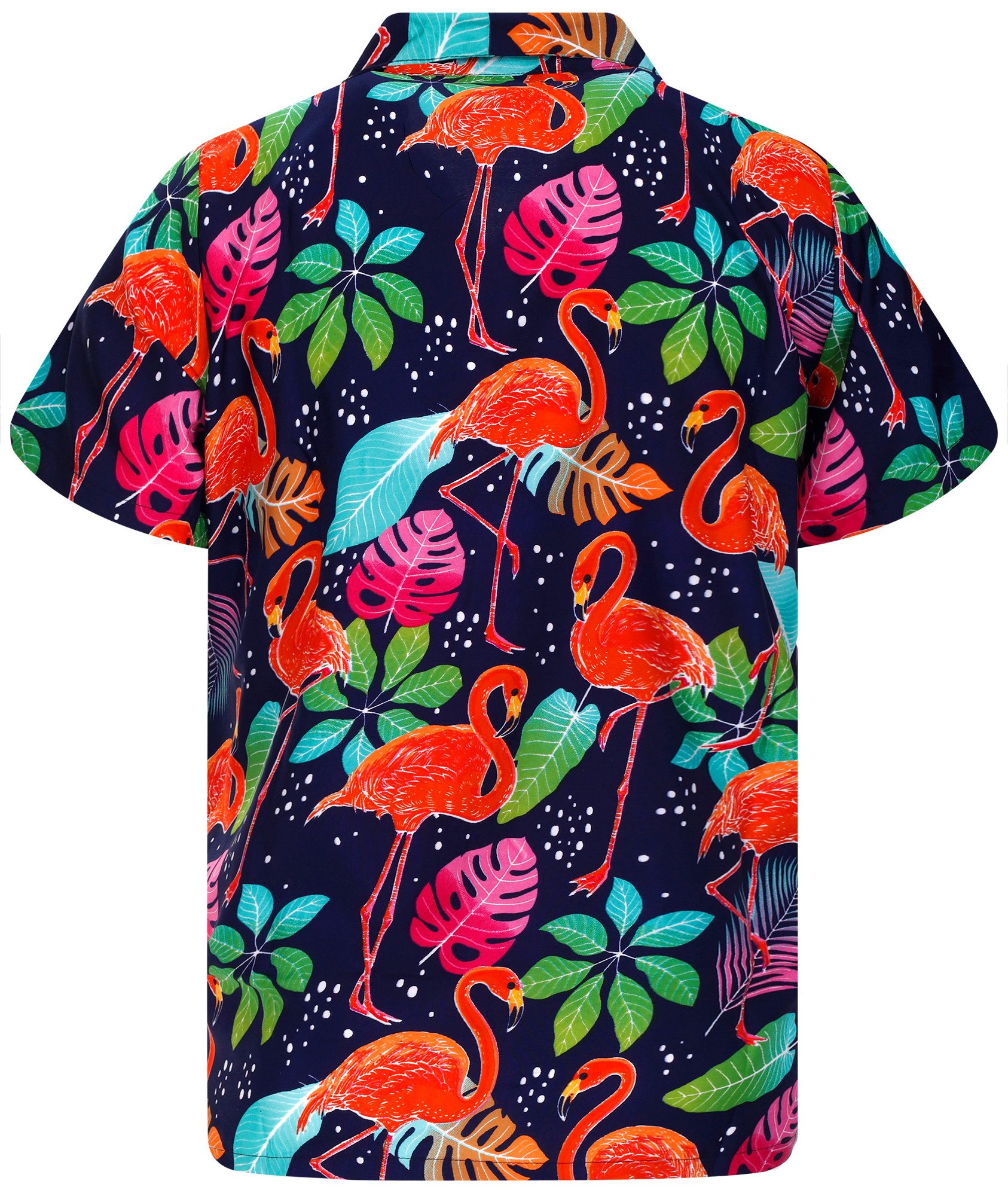 King Kameha Hawaiihemd Funky Flamingos Hawaii-Hemd Kurzarm Front-Tasche Stylish Unisex