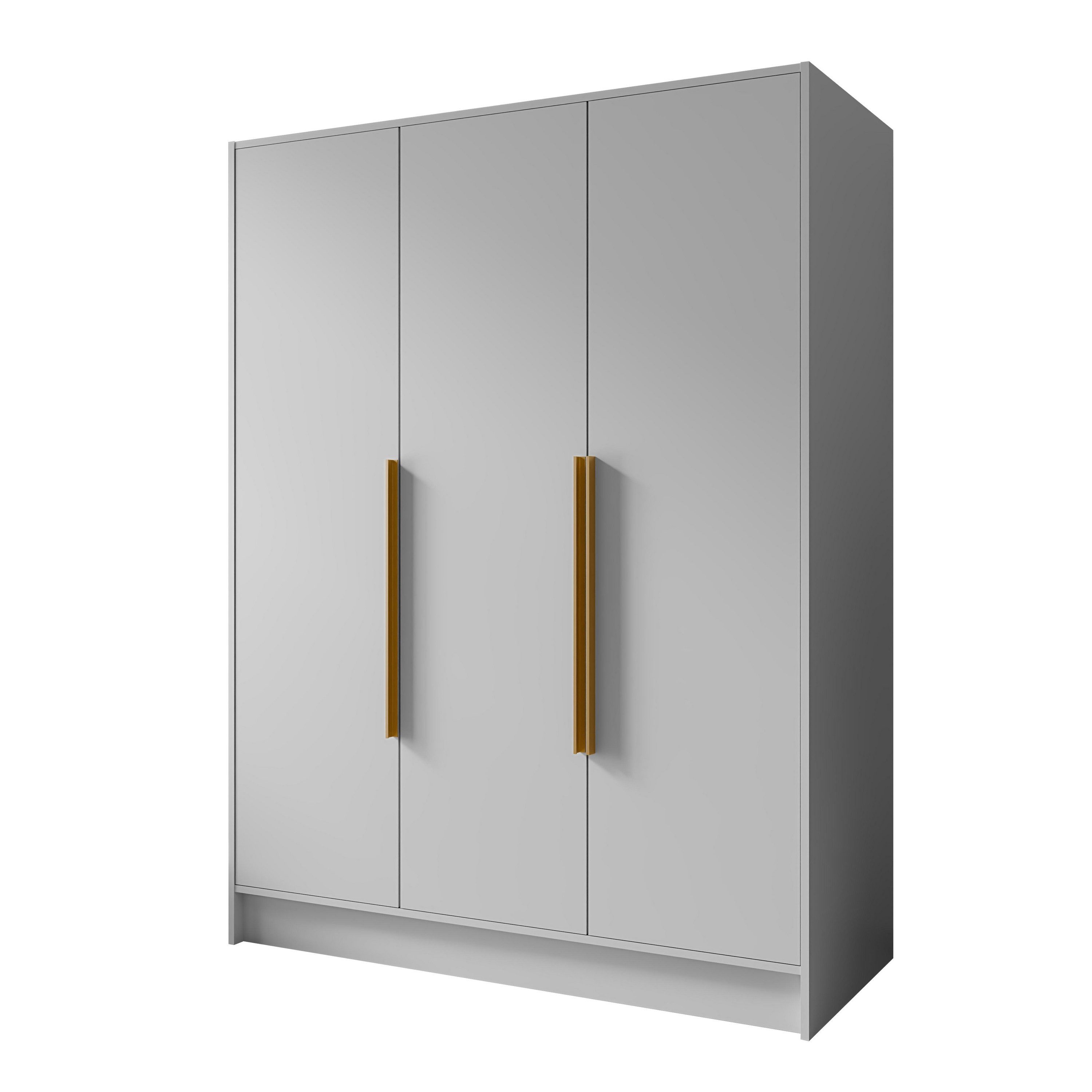 Masseno Drehtürenschrank BERON 150 cm Kleiderschrank 3 Türen Schlafzimmerschrank Weiß