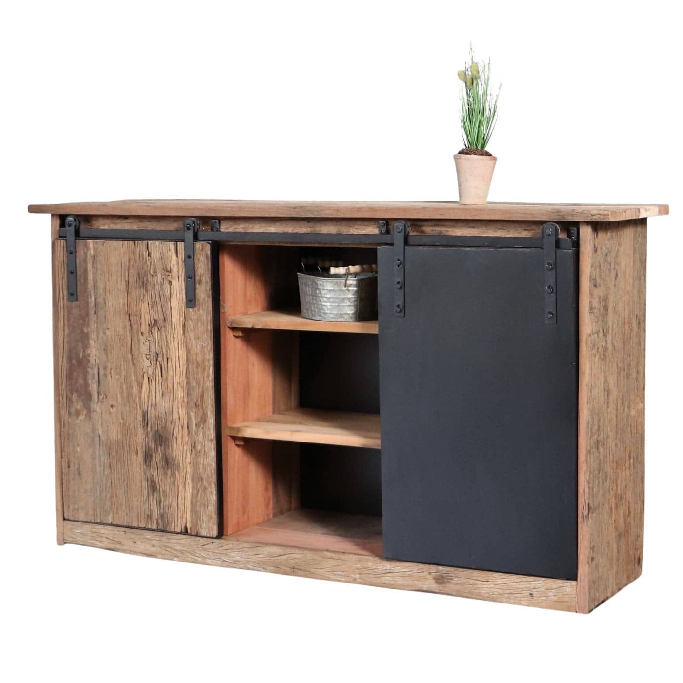 baario Sideboard Sideboard BECHY Recyclingholz, massiv Altholz Eisen Industrial Vintage Design