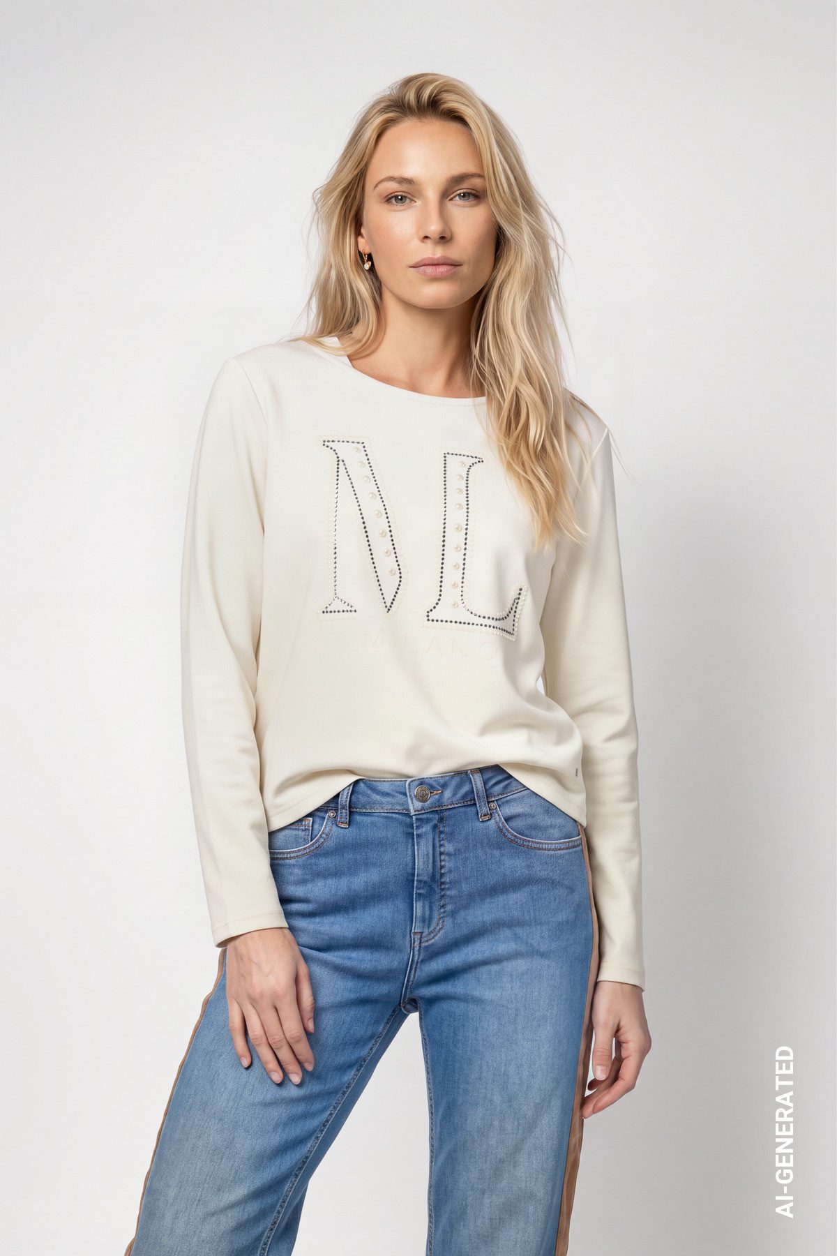 Monari Sweatshirt Sweatshirt Schmuckschrift Regular fit mit Rundhalsausschnitt