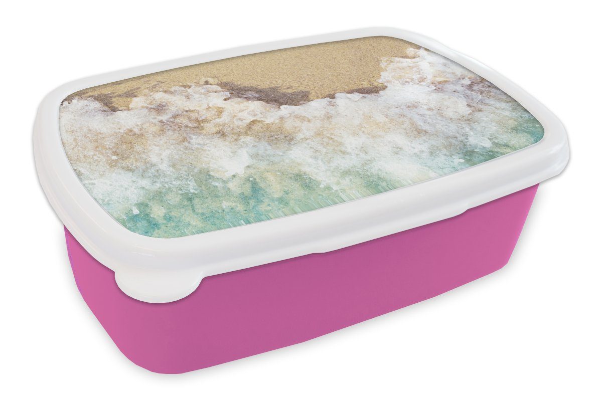 MuchoWow Lunchbox Golf - Strand - Meer - Wasser, Kunststoff, (2-tlg), Brotbox für Erwachsene, Brotdose Kinder, Snackbox, Mädchen, Kunststoff rosa