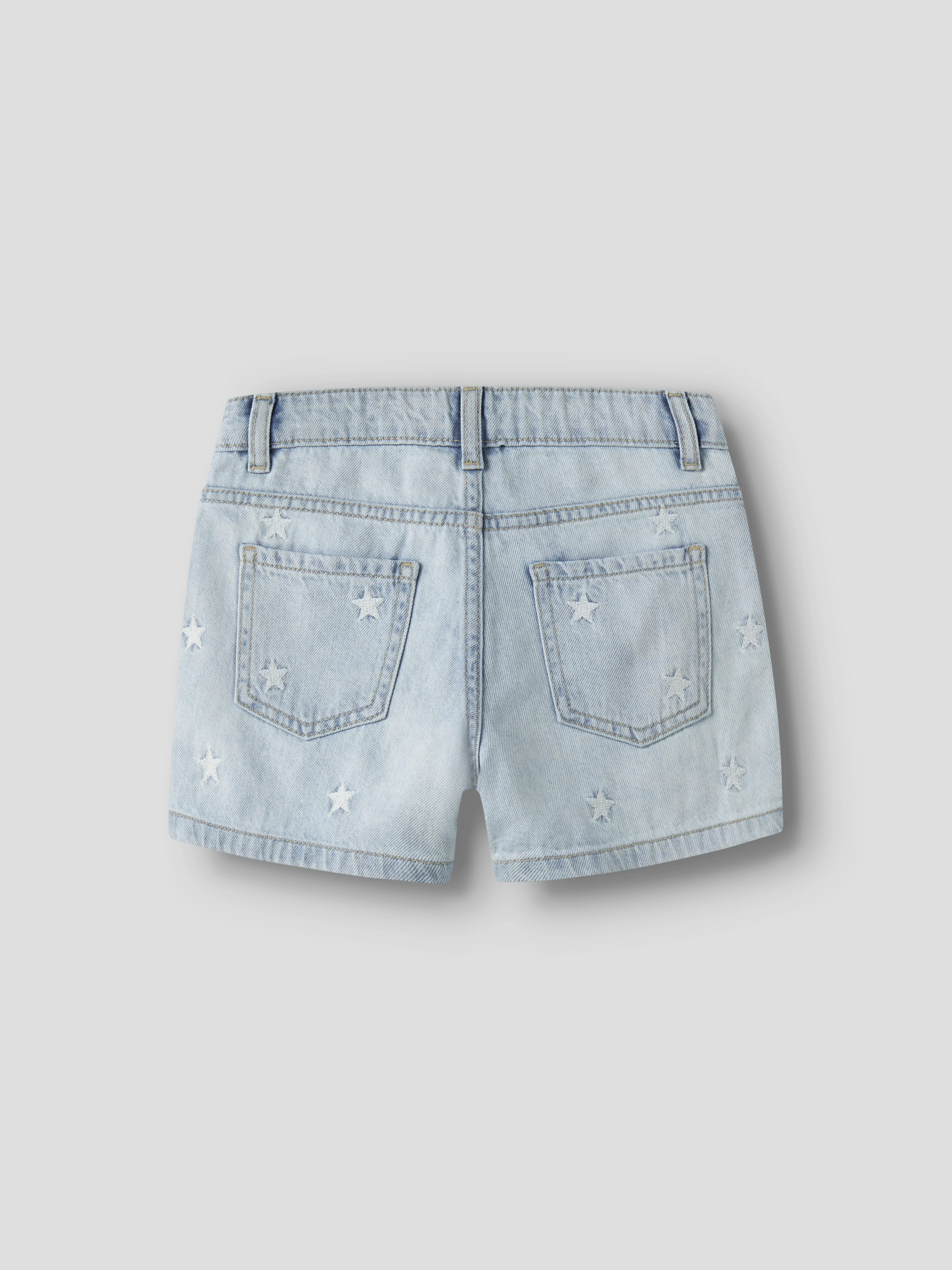 Name It Jeansshorts NKFBELLA REG DNM SHORTS 3674-BE NOOS Baumwolle, verstellbarer Bund, bestickte Details
