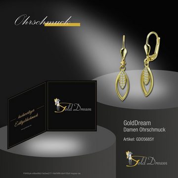 GoldDream Paar Ohrhänger GoldDream Ohrhänger Ovale Zirkonia weiß (Ohrhänger), Damen Ohrhänger Ovale aus 333 Gelbgold - 8 Karat, Farbe: gold, weiß