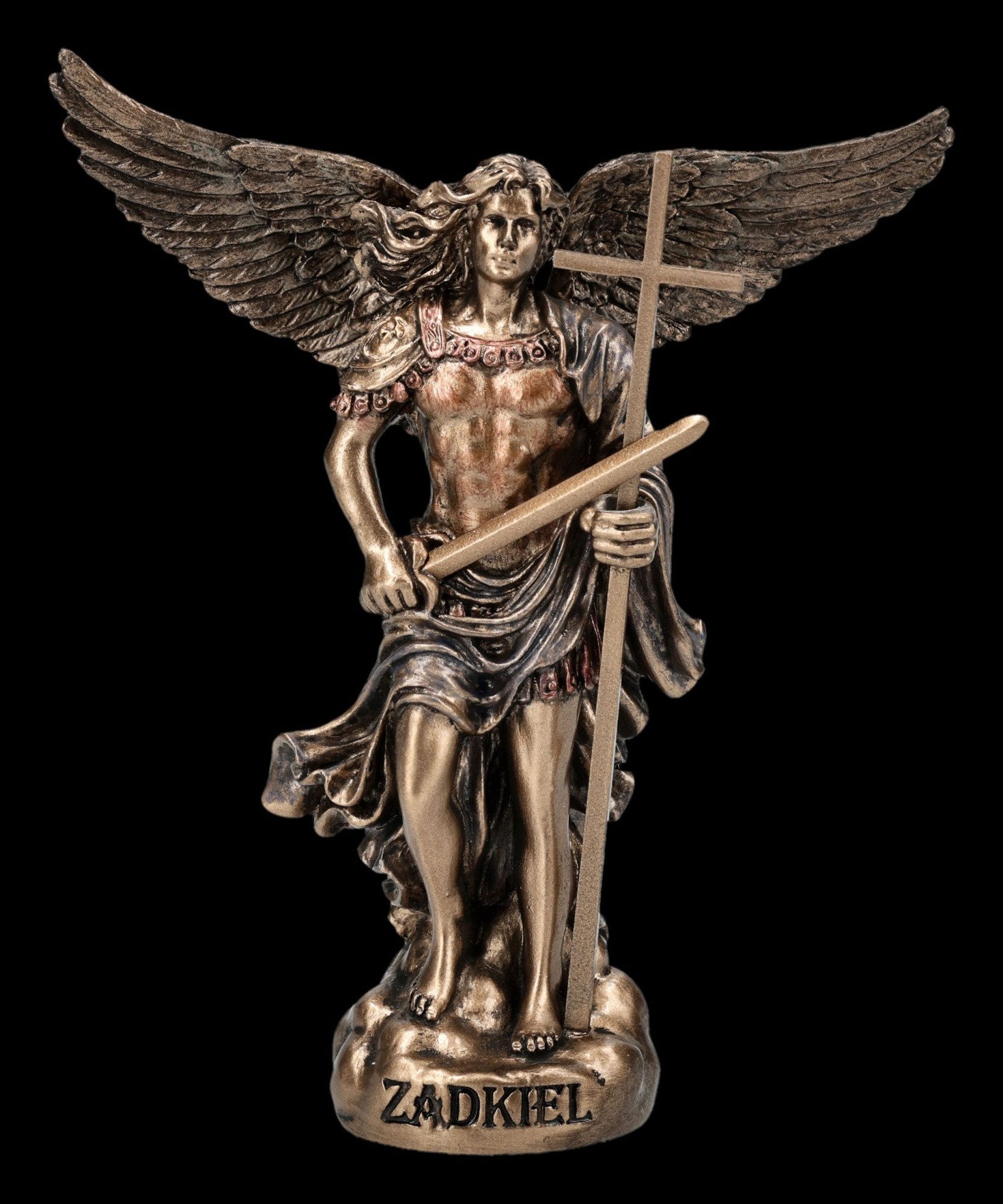 Figuren Shop GmbH Dekofigur Zadkiel Figur – Erzengel Statue bronzefarben Veronese Studio 10 cm