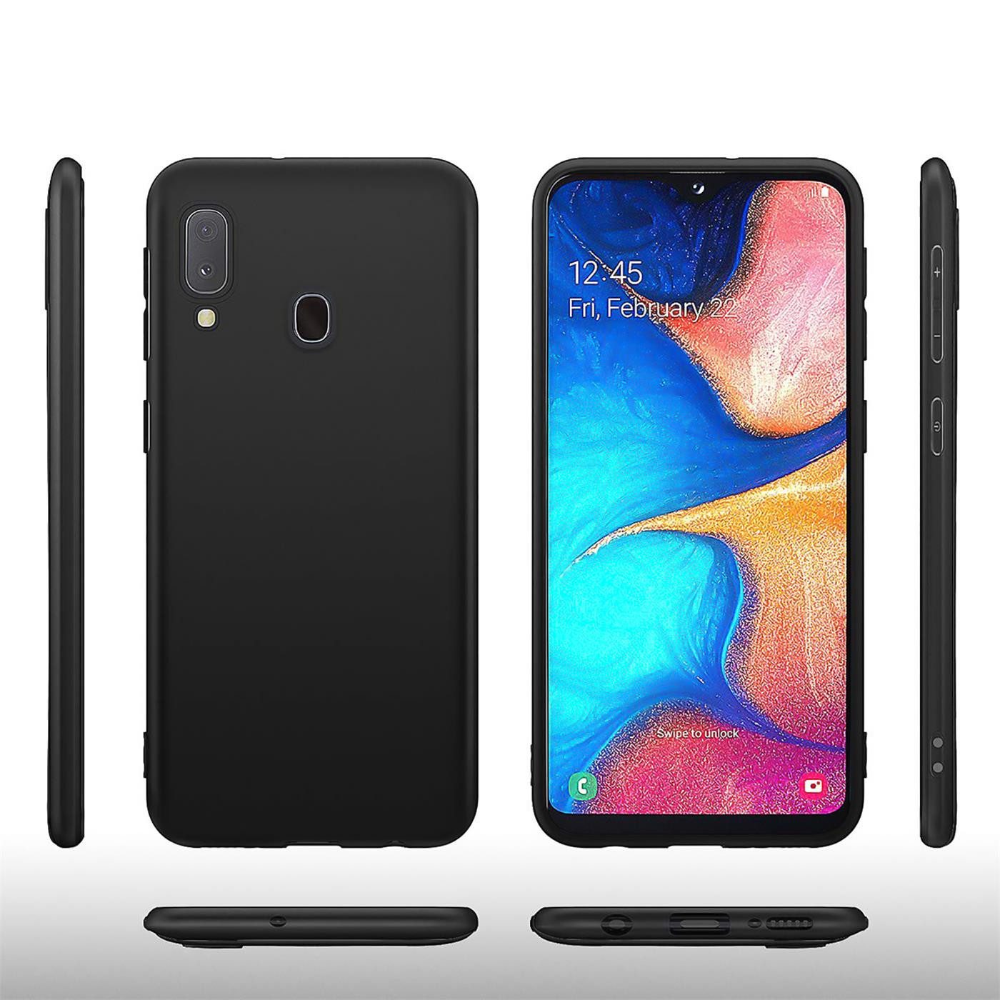 CoolGadget Handyhülle Handy Schutzhülle für Samsung Galaxy A20e matt schwarz 5,8 Zoll, Silikon TPU Hülle Schutz Tasche Cover schlicht Slim Case