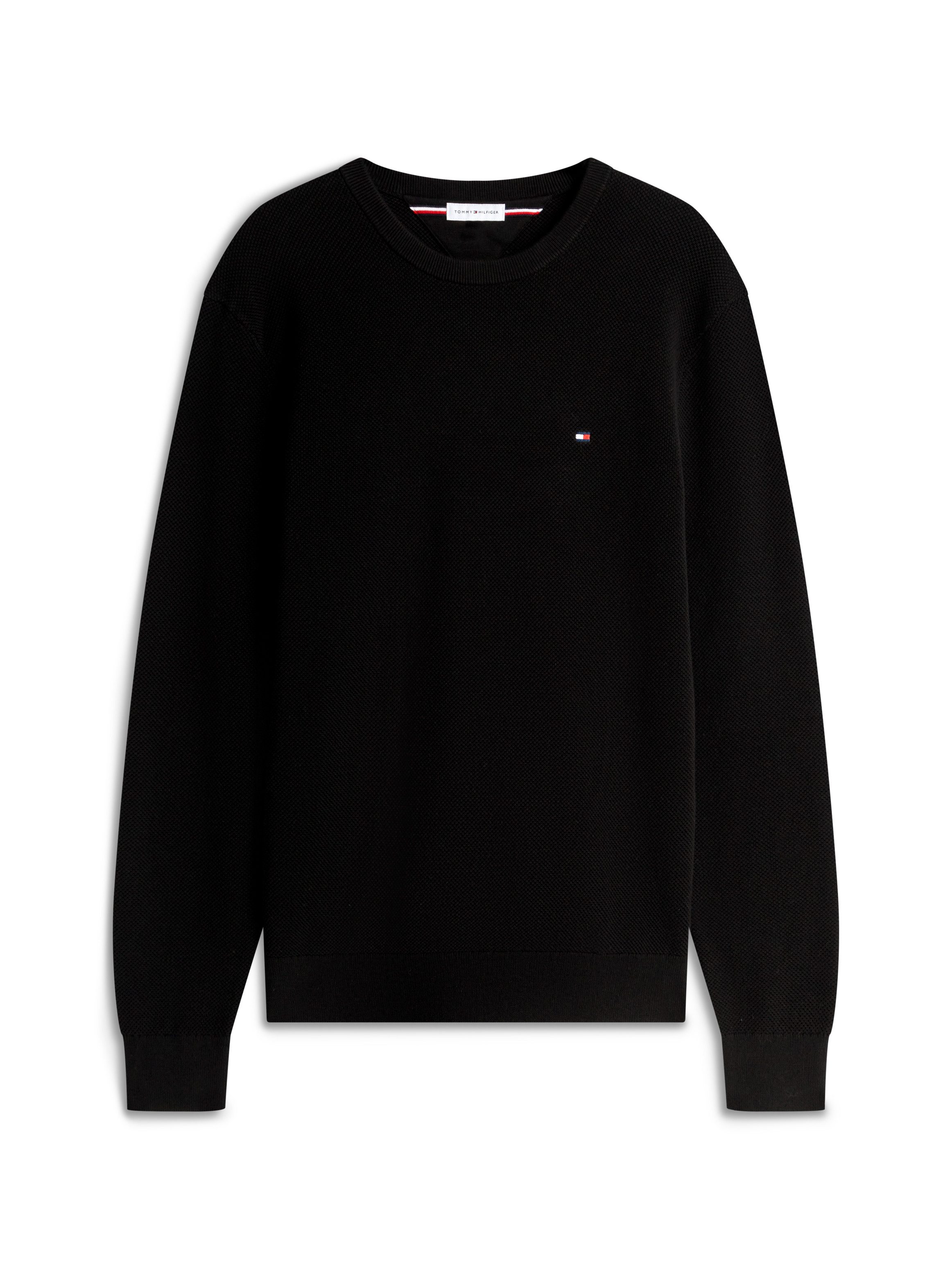 Rundhalspullover ESSENTIAL STRUCTURE CREW NECK mit Struktur und Label