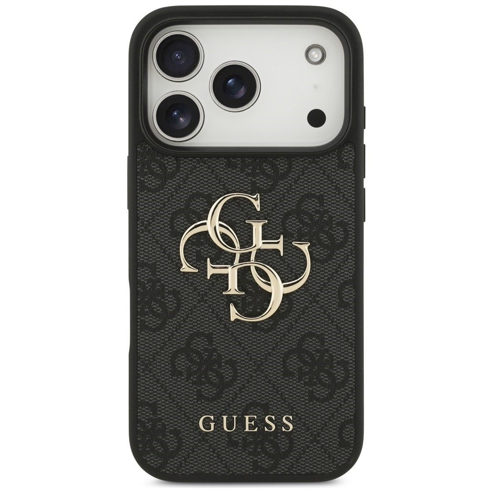 Guess Smartphone-Hülle Guess 4G Big Logo kompatibel mit iPhone 18 Pro, 17 Pro Schwarz LEER, Elegantes 4G Design mit großem Metalllogo