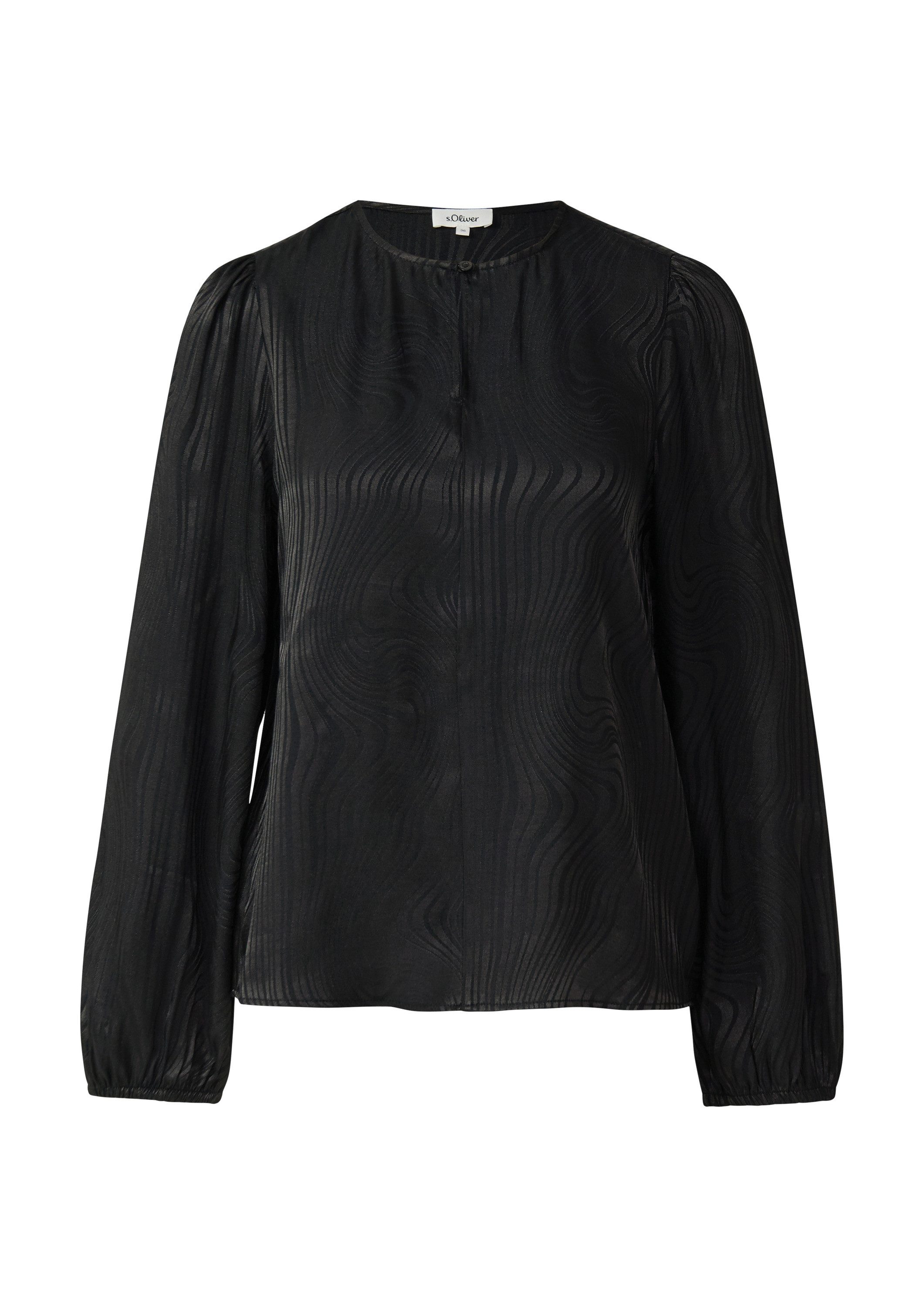 s.Oliver Langarmbluse Bluse Fließende Jacquardbluse mit Raffung günstig online kaufen