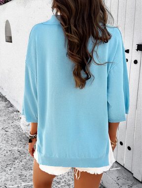 BlauWave Schlupfbluse Damen Solide Langarmbluse V-Ausschnitt Pullover Bluse Tops (1-tlg)