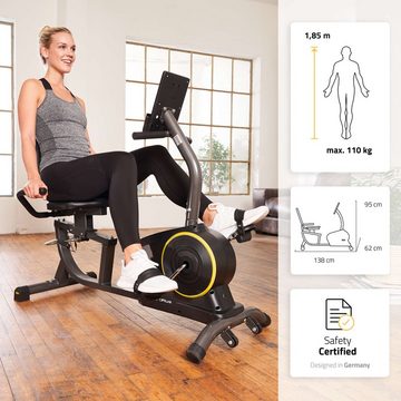 SportPlus Heimtrainer SP-RB-9510-B-iE, Liegeheimtrainer, App kompatibel, 24 Stufen & 6 Trainingsprogramme