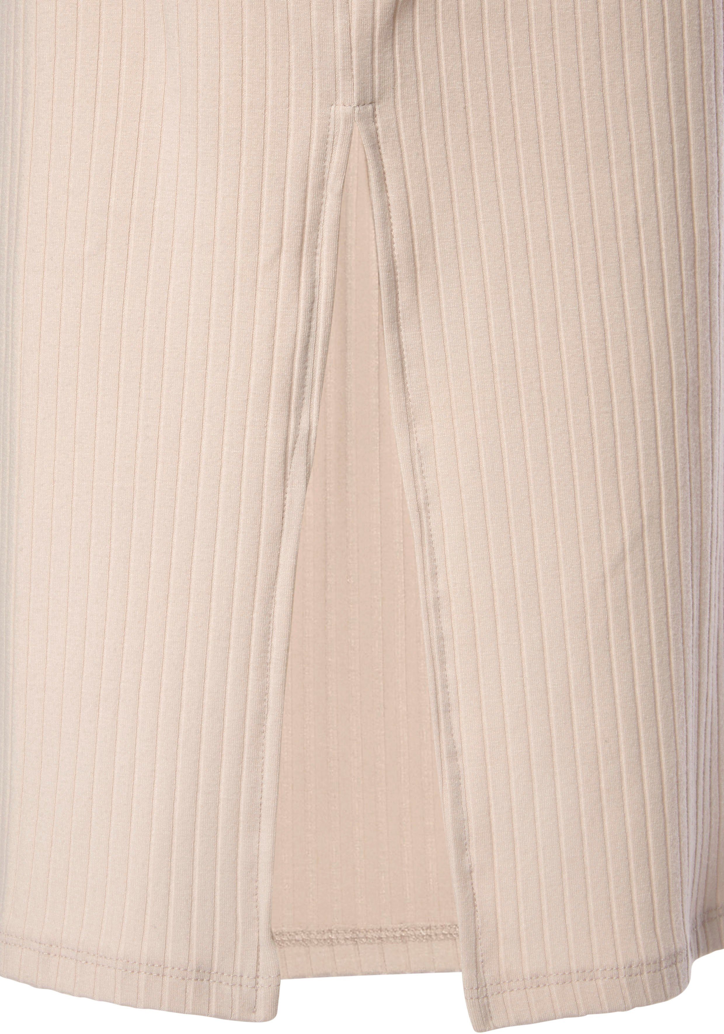 LASCANA Midikleid (mit Bindegürtel) beige aus Rippware