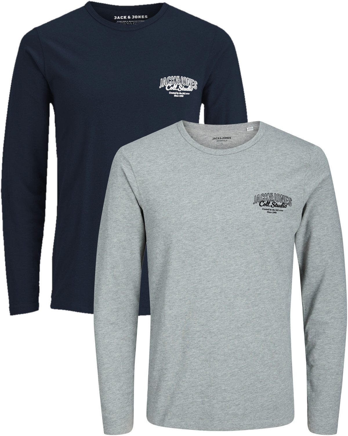 Jack & Jones Langarmshirt (Spar-Set, 2er-Pack) basic Regular Shirt mit Prin günstig online kaufen
