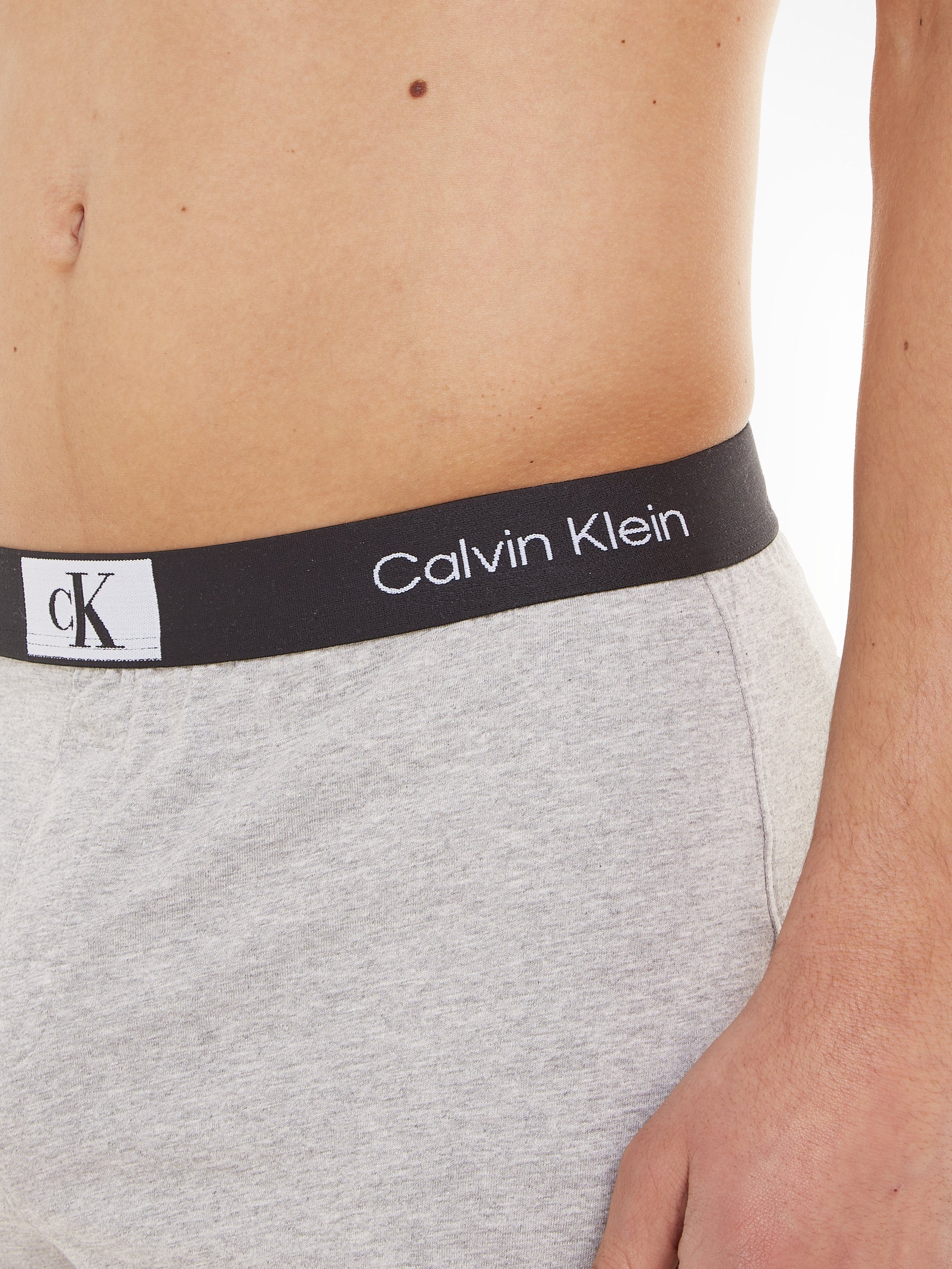 Calvin Klein SLEEP SHORT Schlafshorts mit GREY-HEATHER Underwear Logobund klassischem