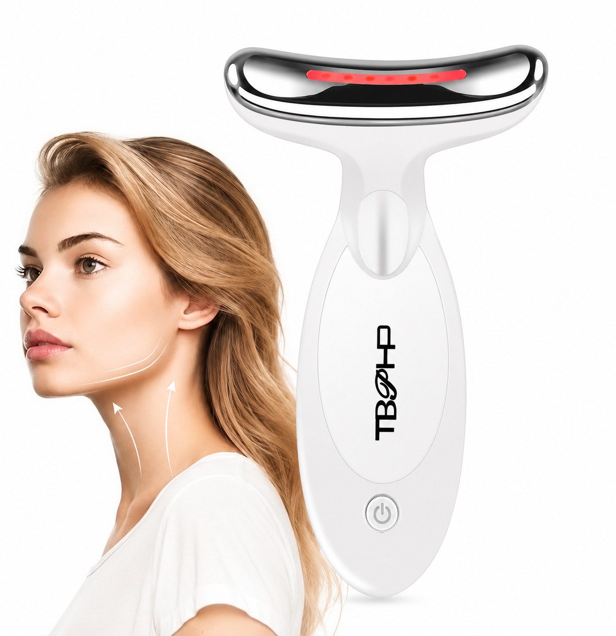 Fyrove Gesichtsmassagegerät Gegen Falten,Gesicht Schönheit Gerät mit 3 Modi, 45℃ V Face Beauty Meter Gesichtsgerät für Hautstraffung & Lifting Gesichtsmassage, und USB Aufladung für Damen Herren V Shape Face Gerät (weiß), Elektrisches Gua-Sha-Massagegerät