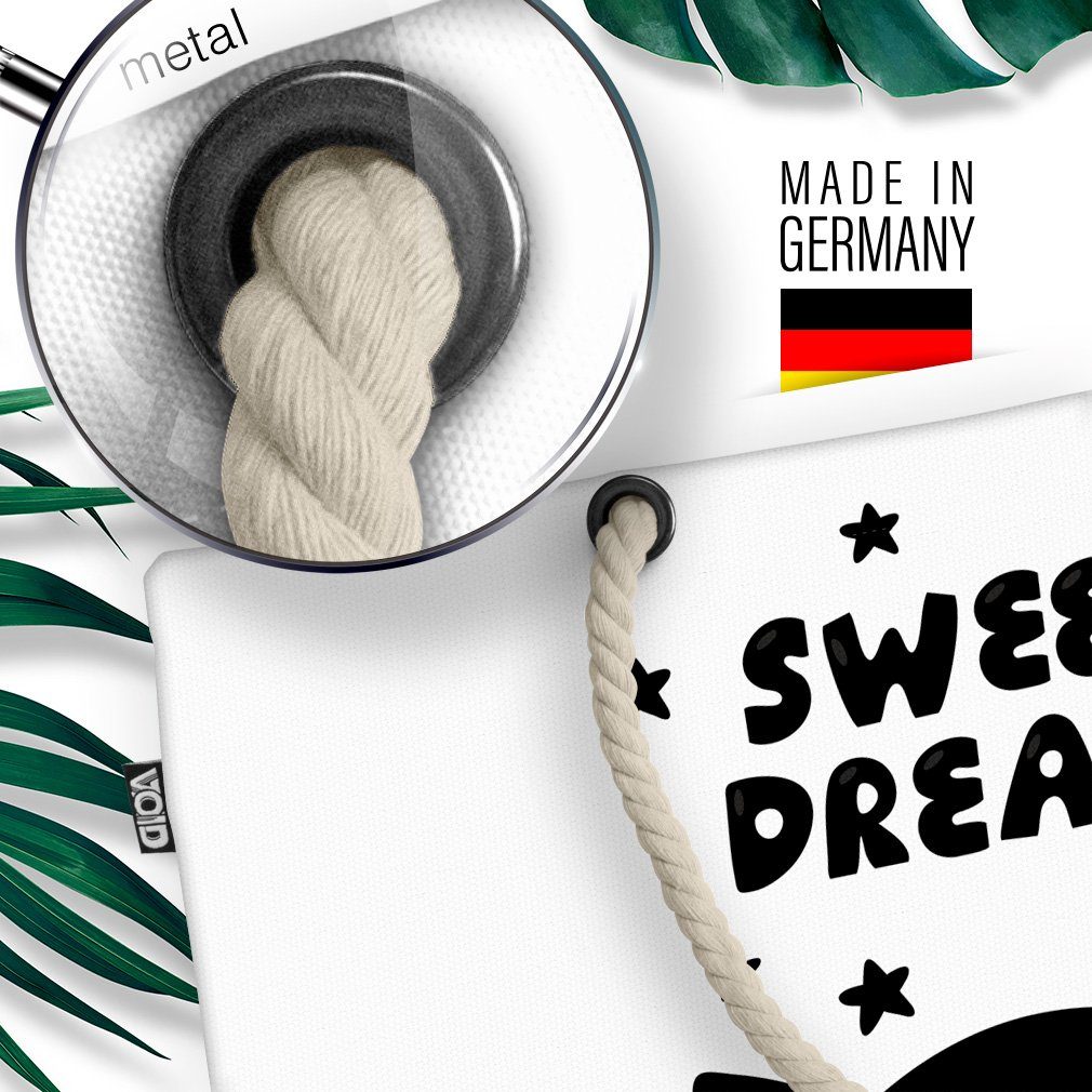Strandtasche Schlafen Tier (1-tlg), Schwarz VOID Grafik Weiss Cartoon Nacht Karte Süße Ze Träume