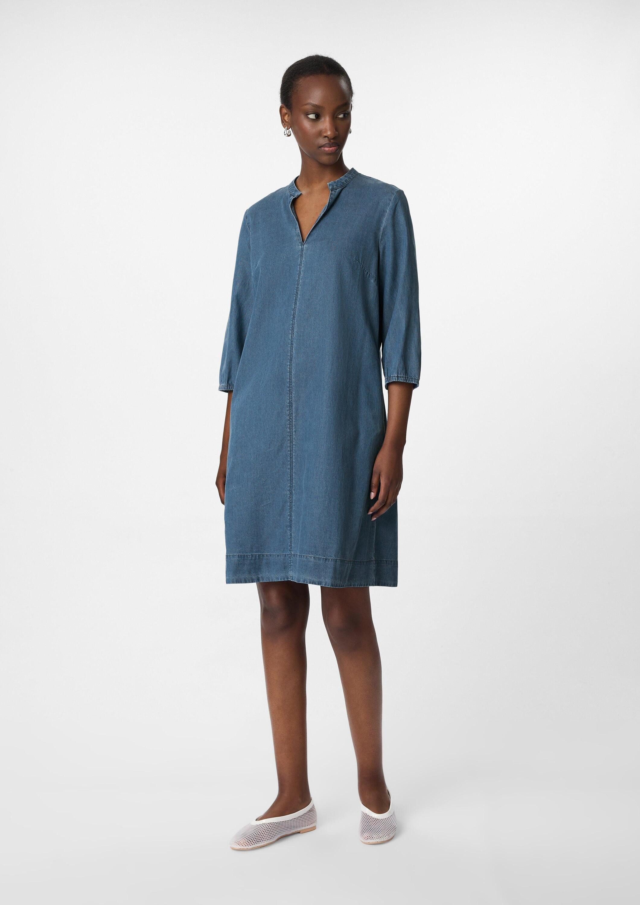 comma Minikleid Kleid Jeanskleid mit Eingrifftaschen aus fließendem Lyocellmix