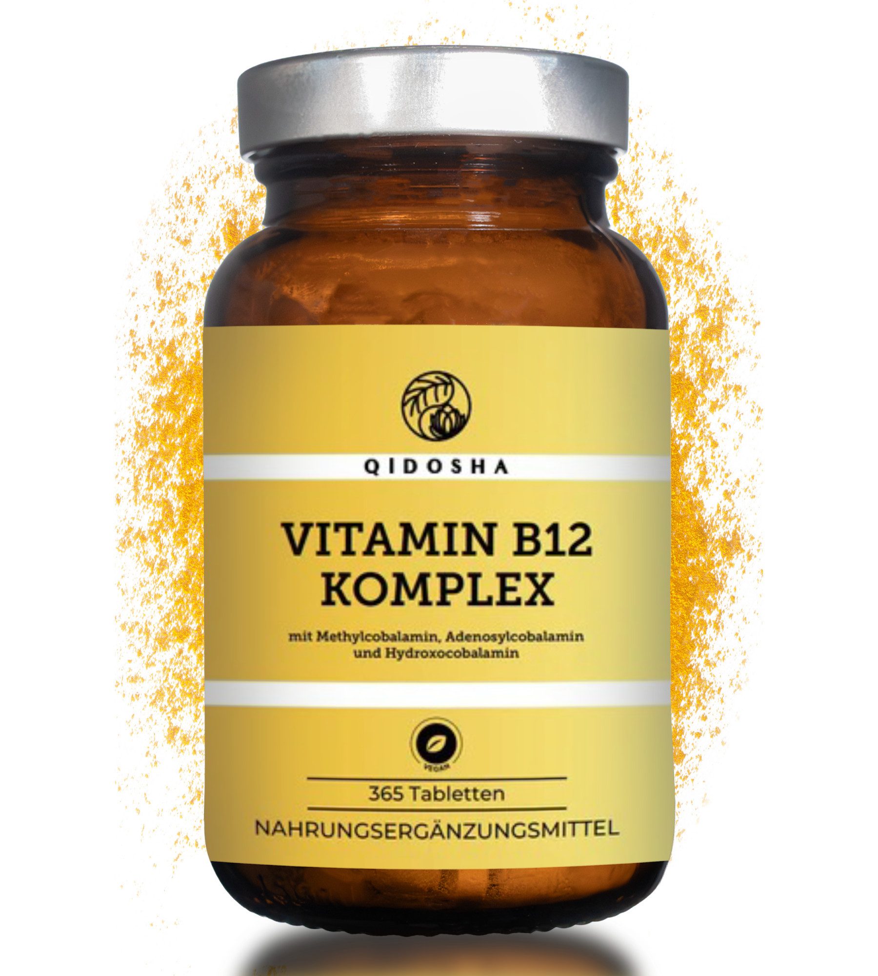 QIDOSHA Vitamin B12 Komplex 500 mcg Tablette, 1 er 365 St., 91 g, Mit Methylcobalamin & Adenosylcobalamin