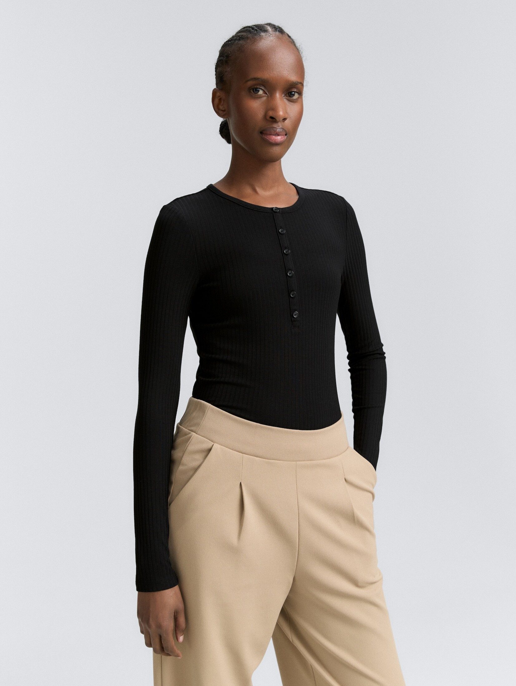 TOM TAILOR Denim Langarmshirt T-Shirt Ripp Henley Langarmshirt günstig online kaufen