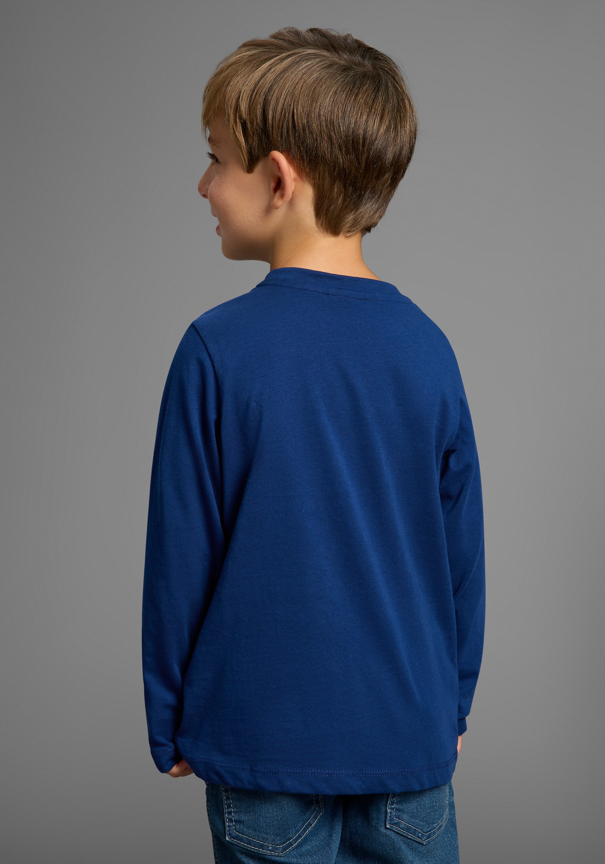 KIDSWORLD Langarmshirt Feuerwehr Pailletten Shirt Feuerwehr Druck mit Pailletten