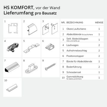 hibitaro Schiebetür HS-Komfort, Schiebetür-Bausatz Hängesystem für Durchgangs-Türen