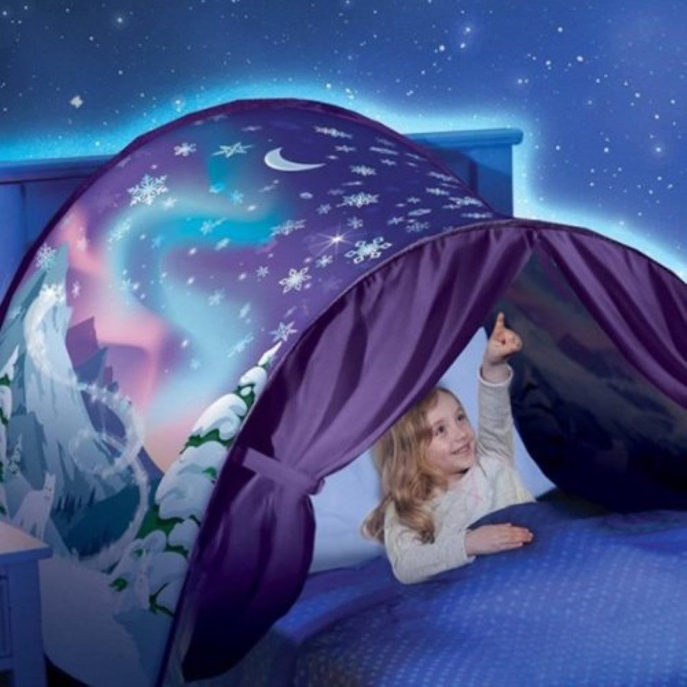 LA CUTE Bettzelt Magische Wintermärchen über dem Bett für Kinder, Winter-Design (Kinder Bettzelt Set für Schöne Träume, Märchenhaftes Bettzelt für Kinder) einfache Montage, integrierte Aufbewahrungstasche