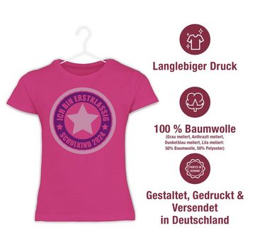 Shirtracer T-Shirt Ich bin erstklassig - Schulkind 2024 in rosa Einschulung Mädchen