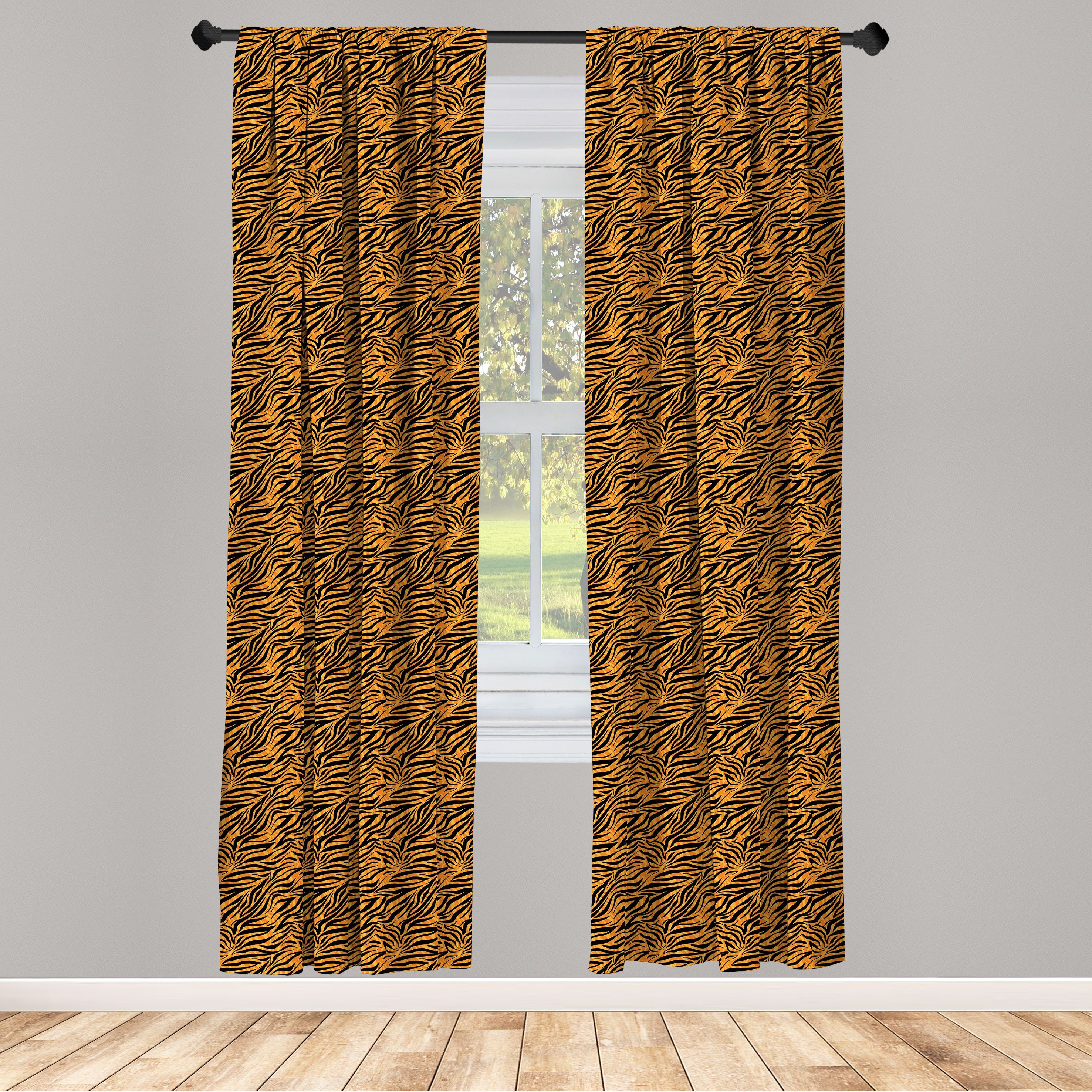 Gardine Vorhang für Wohnzimmer Schlafzimmer Dekor, Abakuhaus, Microfaser, Stammes Tiger Skin-Motiv