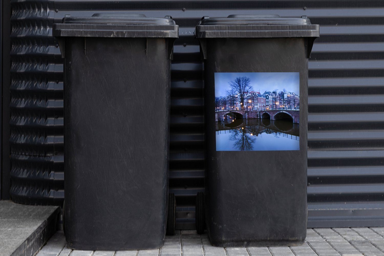 Winter St), - Amsterdam Abfalbehälter Container, Mülleimer-aufkleber, Sticker, (1 Wasser MuchoWow Wandsticker - Mülltonne,
