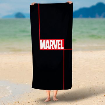 BERONAGE Strandtücher Marvel Badetuch Logo Schwarz 75x150, 100% Baumwolle (1-St), Frottee in Velours-Qualität