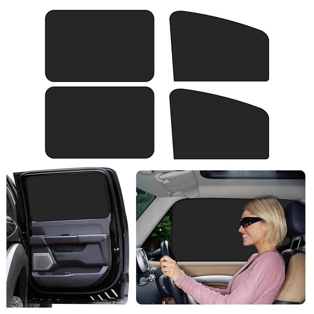 Hikity Autosonnenschutz Sonnenschutz Auto Magnetisch, UV Schutz Verdunkelung Schwarz 4 Stück, (4-St), Sonnenschutz und Wärmeisolierung