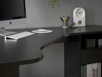 BEGA OFFICE Eckschreibtisch BC3155, schwarz mit Ablagefächer und Schublade