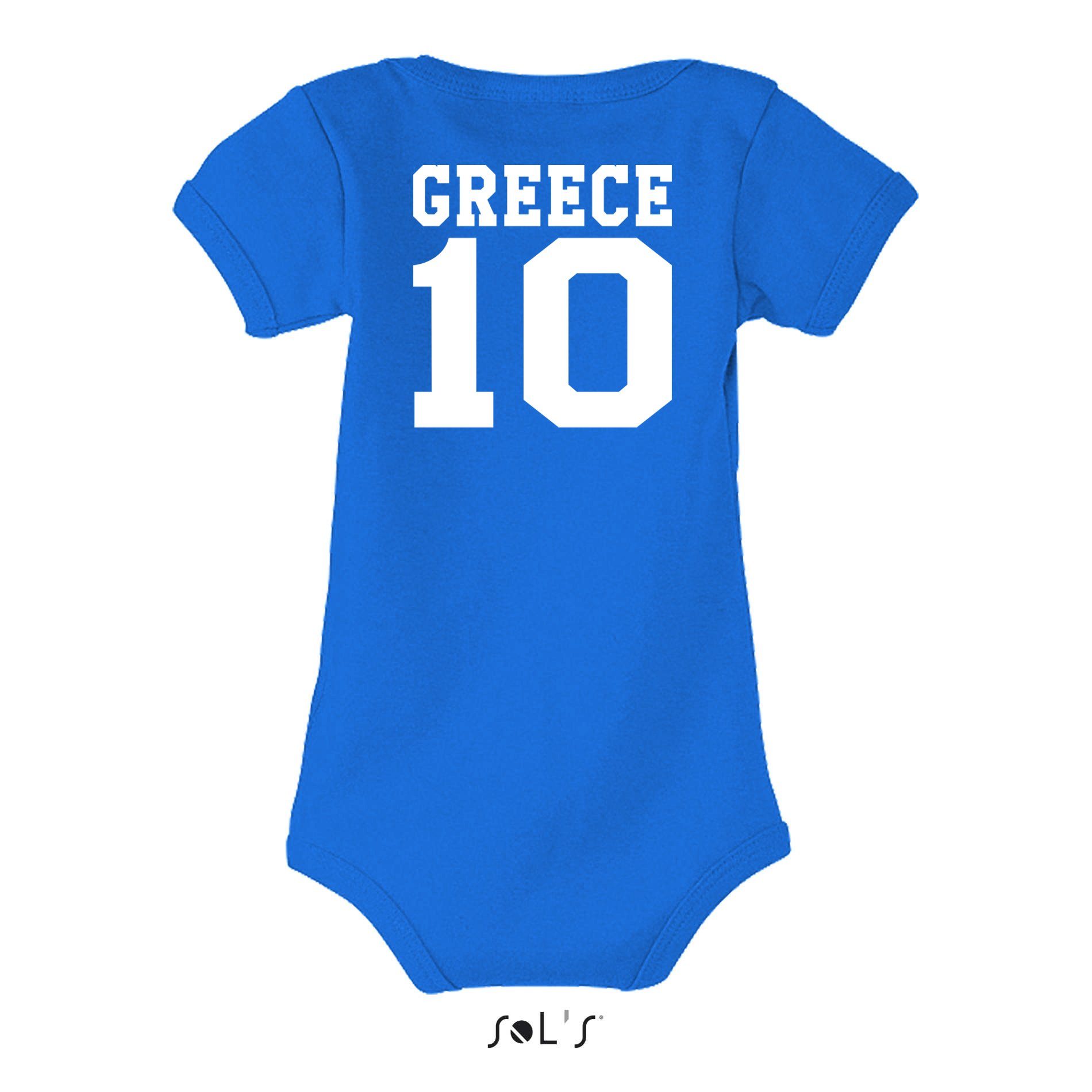 Griechenland Fussball Brownie Weiss/Blau Meister Sport Body Trikot Blondie Baby Strampler EM Kinder &