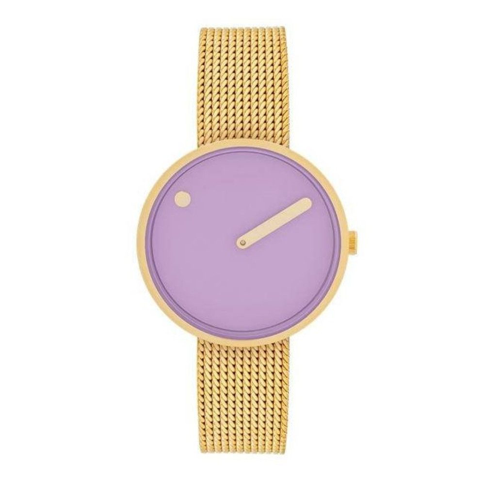 PICTO Quarzuhr 34033-0914, Lila Ziffernblatt mit goldenem Armband