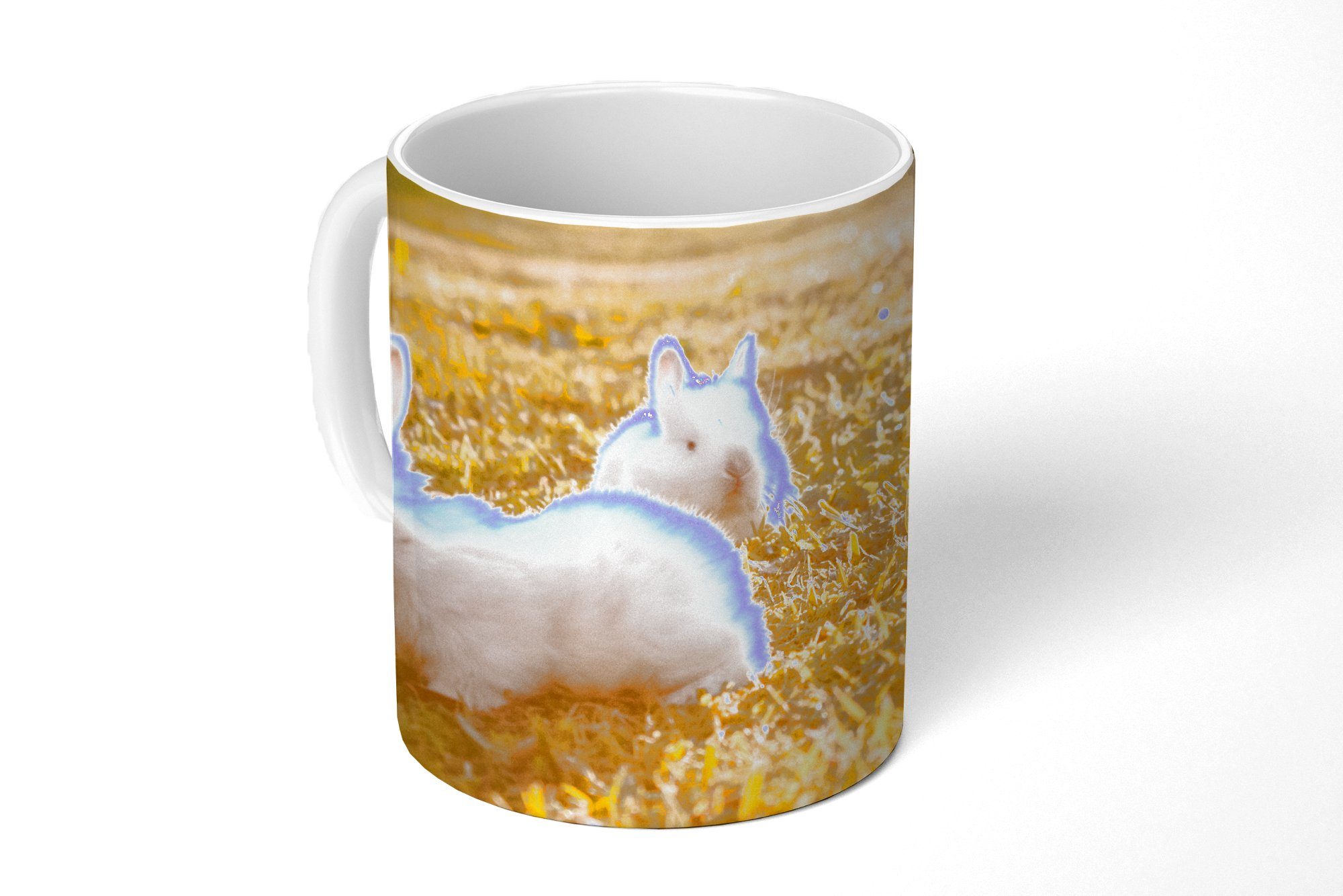 MuchoWow Tasse Kaninchen - Baby - Weiß, Keramik, Kaffeetassen, Teetasse, Becher, Teetasse, Geschenk