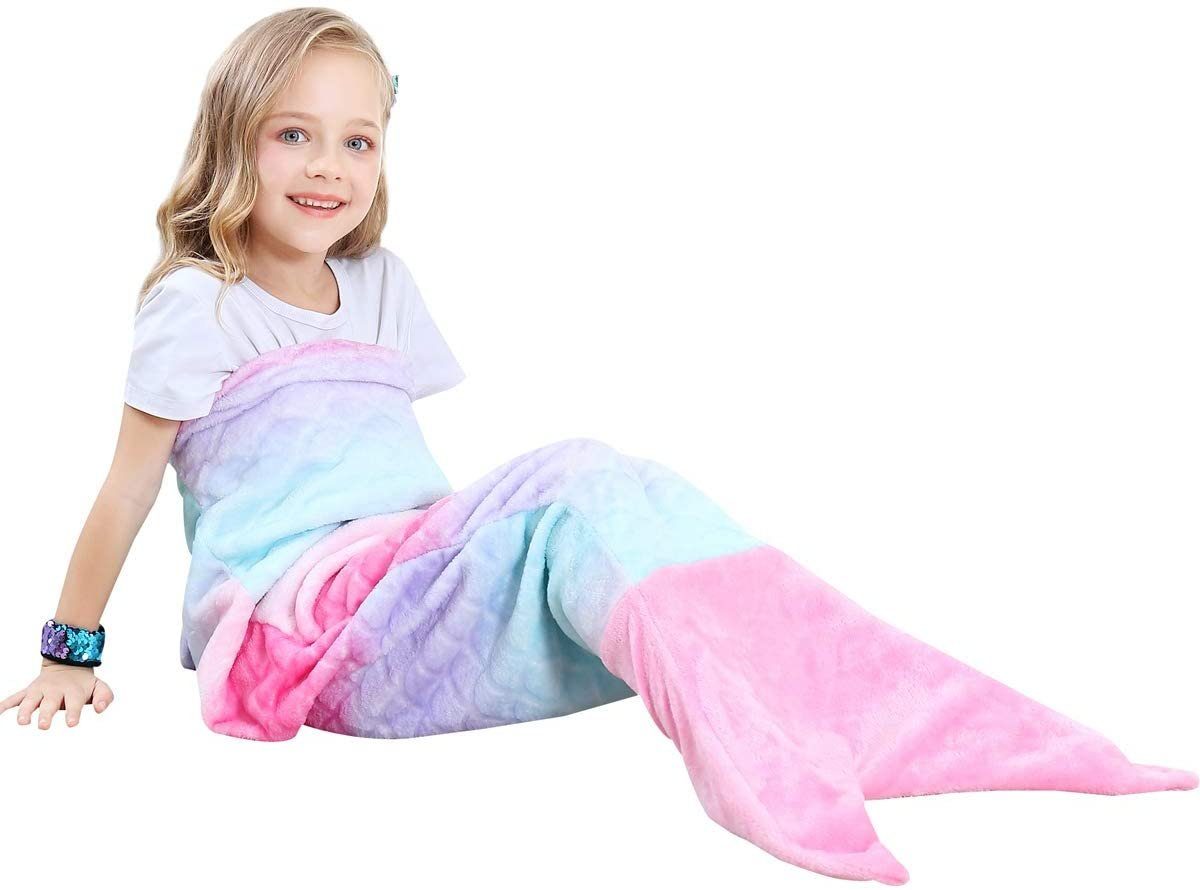 Einschlagdecke »Meerjungfrau Decke für Jugendliche Mädchen, Fischschuppen  Muster, super weiche Plüsch Flanell Schlafsack Decke, Regenbogen, 50×150cm«,  Jormftte online kaufen | OTTO
