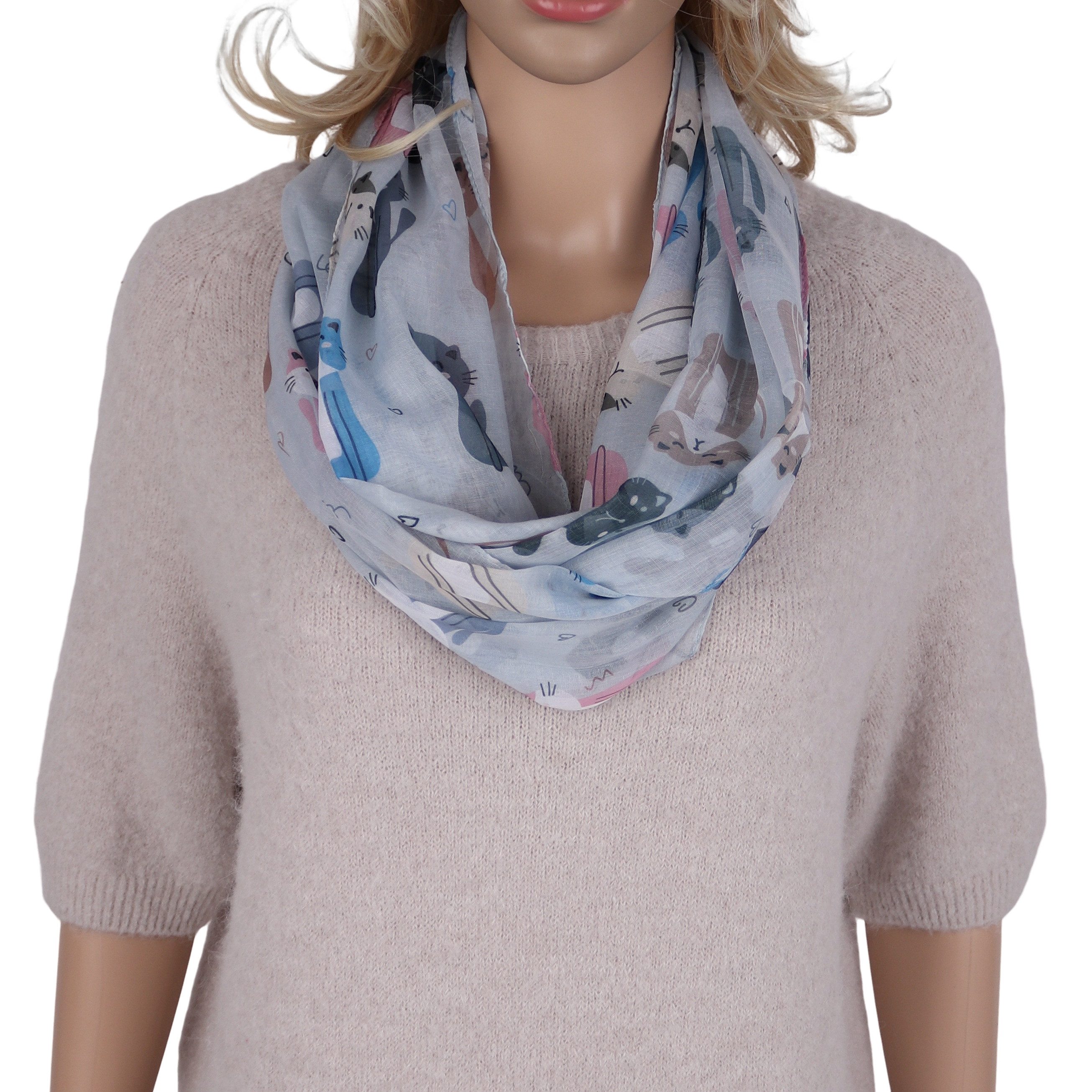 Loop Damen Schal mit Tollem Muster Weich aus 100% Viskose, Schlauchschal