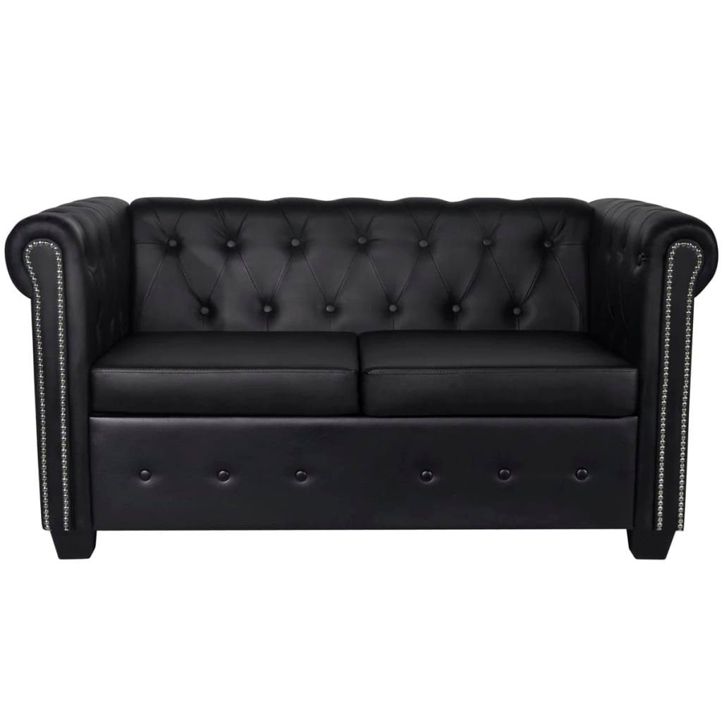 mit edler 2-Sitzer-Sofa, DOTMALL Chesterfield-Sofa und Knopfheftung typischen Armlehnen Schwarz