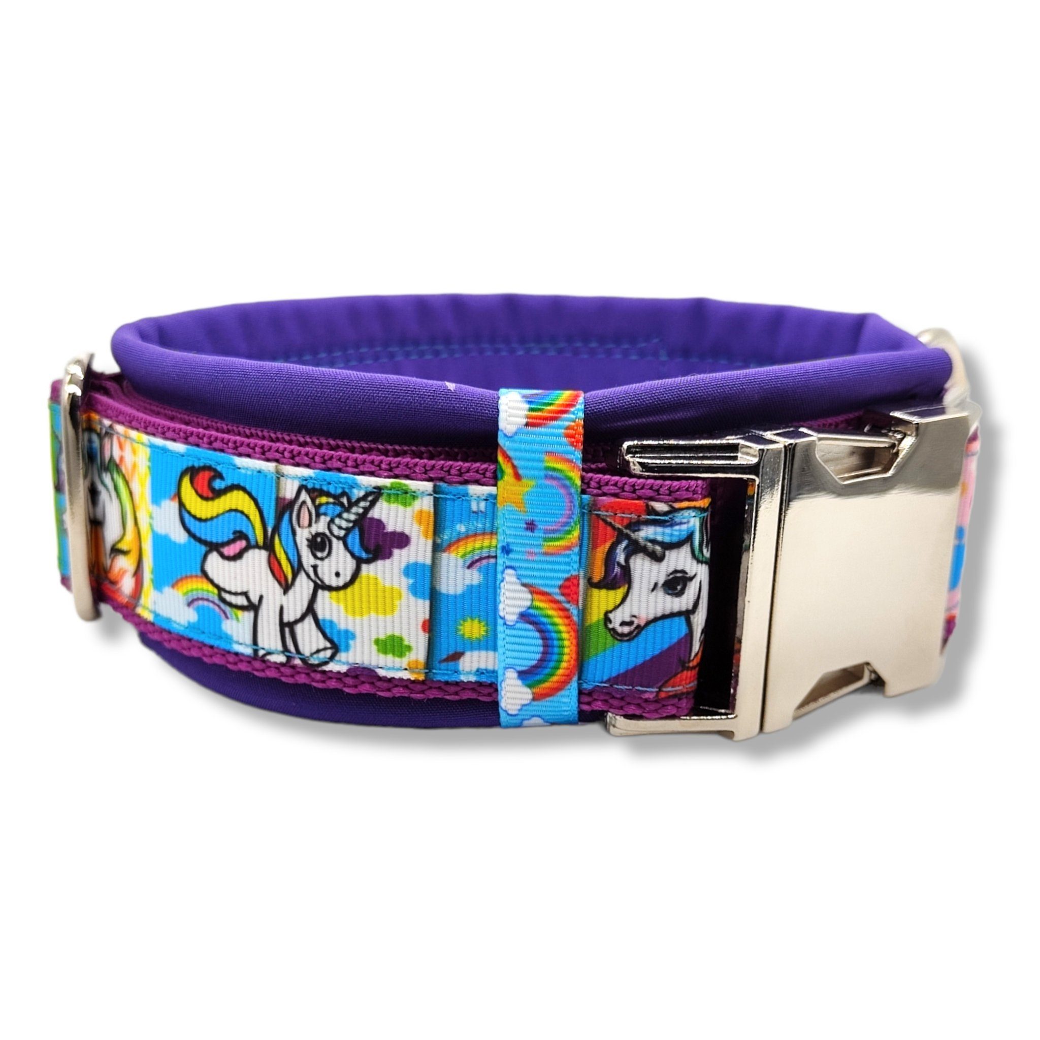 D by E Couture Hunde-Halsband "Einhornliebe I", gepolstert, verstellbar, 50mm breit, Handmade