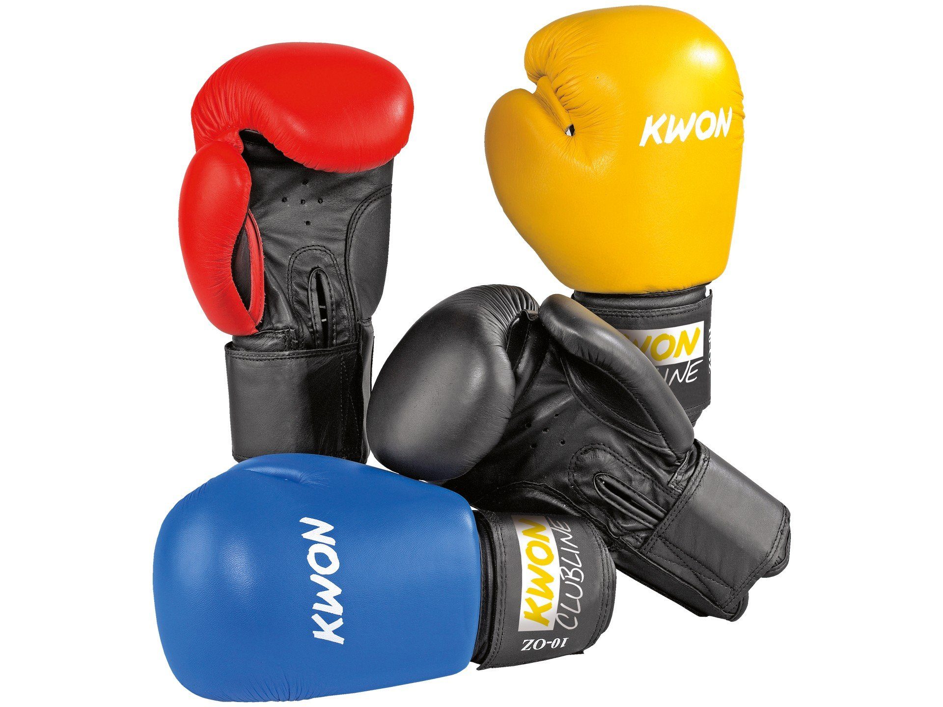 4 Thaiboxen Unzen, 10 Boxen Wettkampf Training, Kickboxen schwarz und Box-Handschuhe MMA Pointer KWON Farben (Paar), Boxhandschuhe