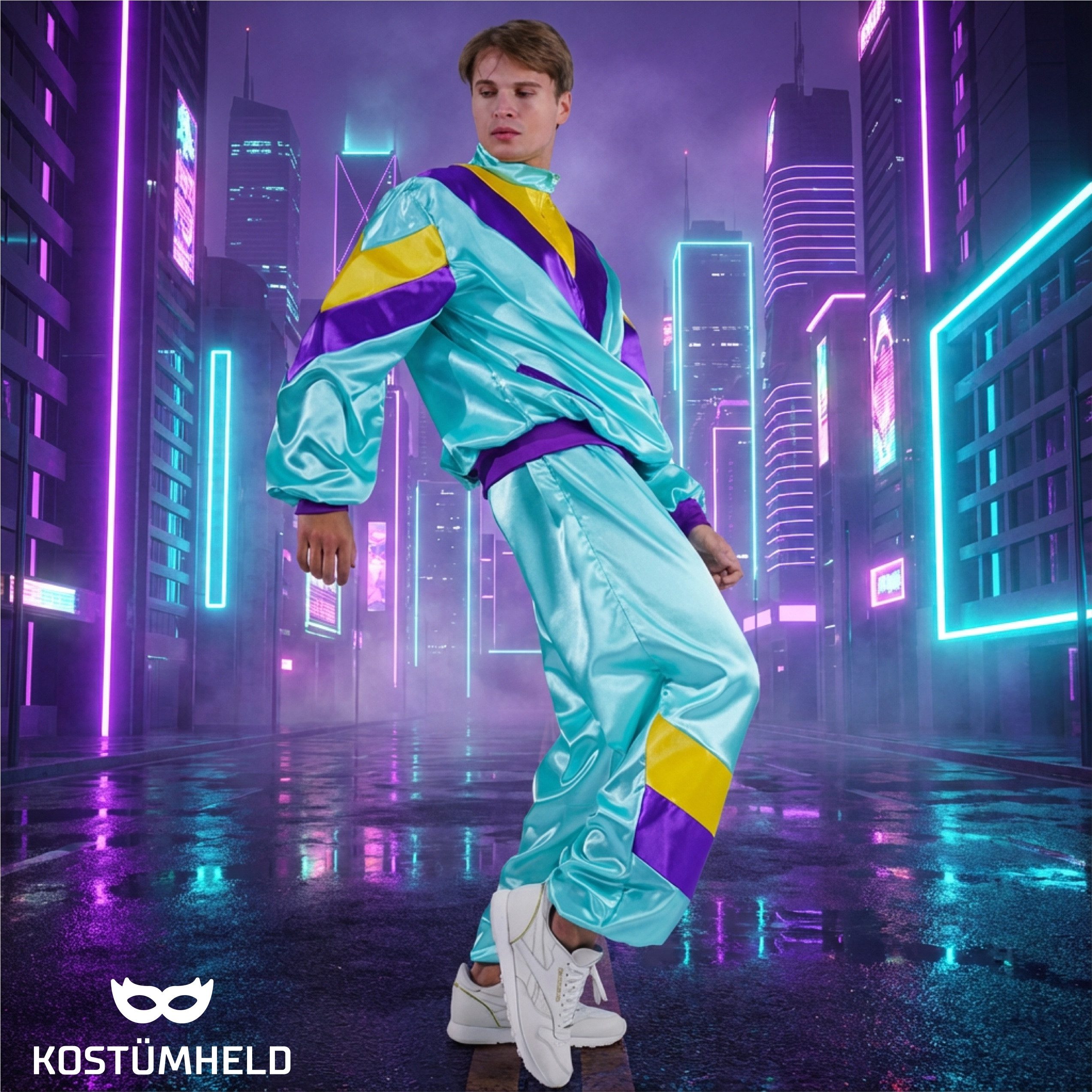 FASCHINFEVER Kostüm Overall Retro – 80er-Jahre Kostüm im klassischen Vintage-Look Fasching