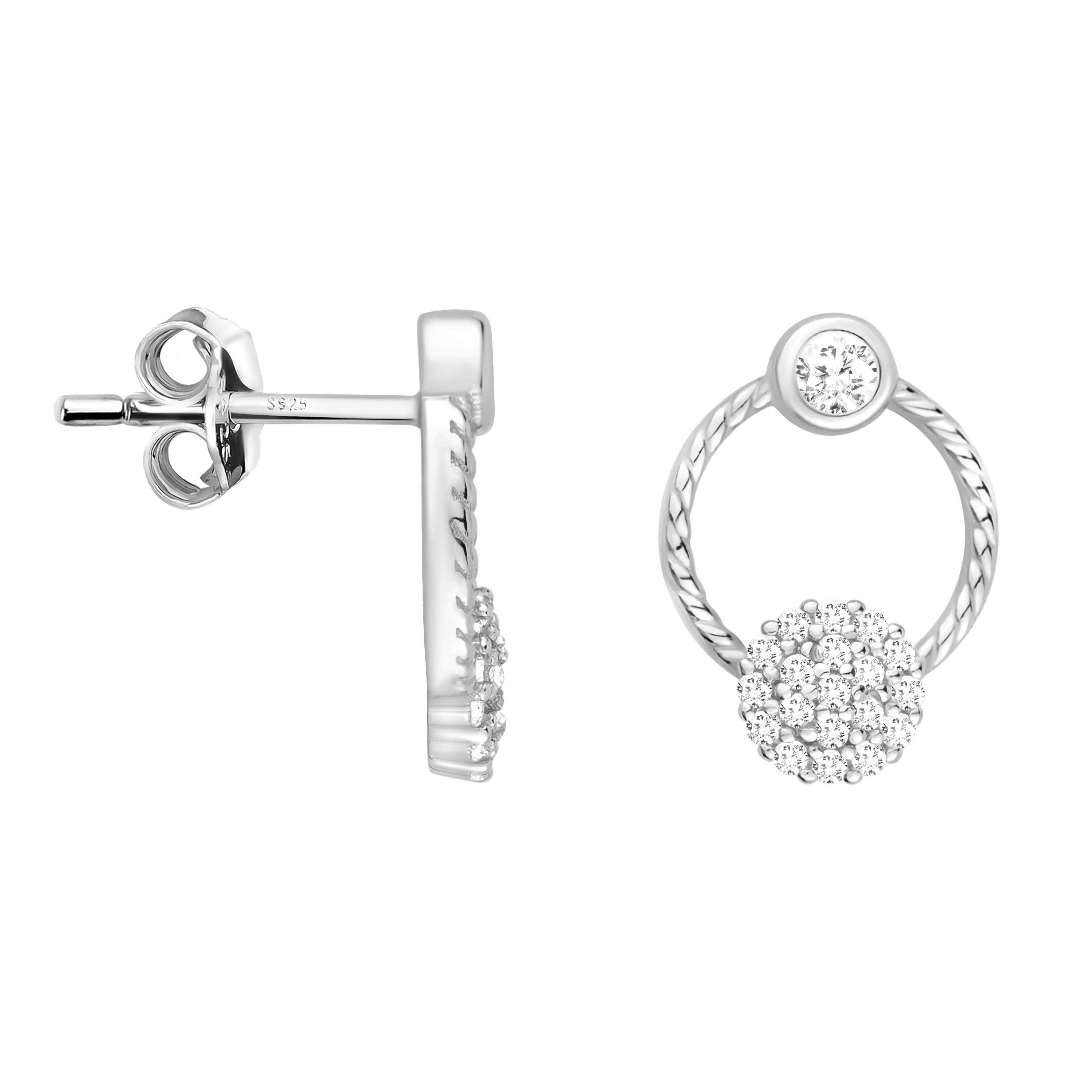 SOFIA MILANI Damen Ohrringe - 925 Silber Herz Ohrstecker, Rhodiniert, Nickelfrei, In Geschenkbox