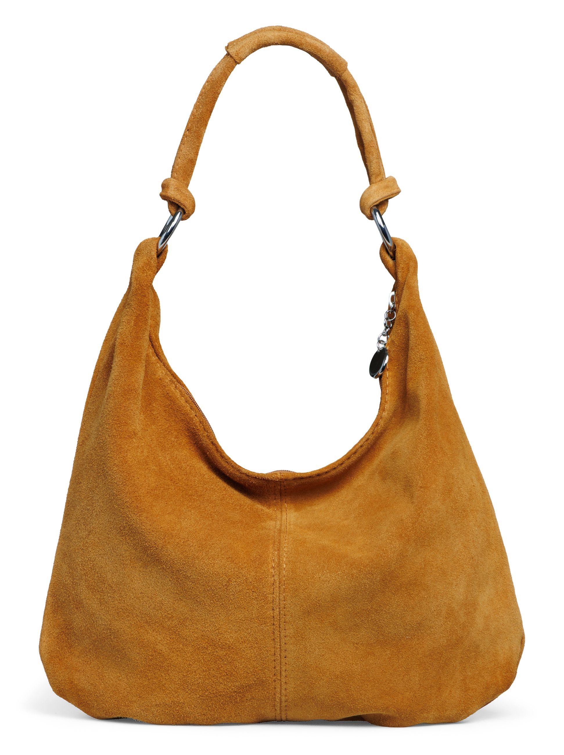 Caspar Caspar Schultertasche Wildleder Hobo Bag Damen Leder Shopper - PREMIUM LINE - Modell No.841, 100% italienisches Veloursleder, samtig weich, angenehmer Tragekomfort