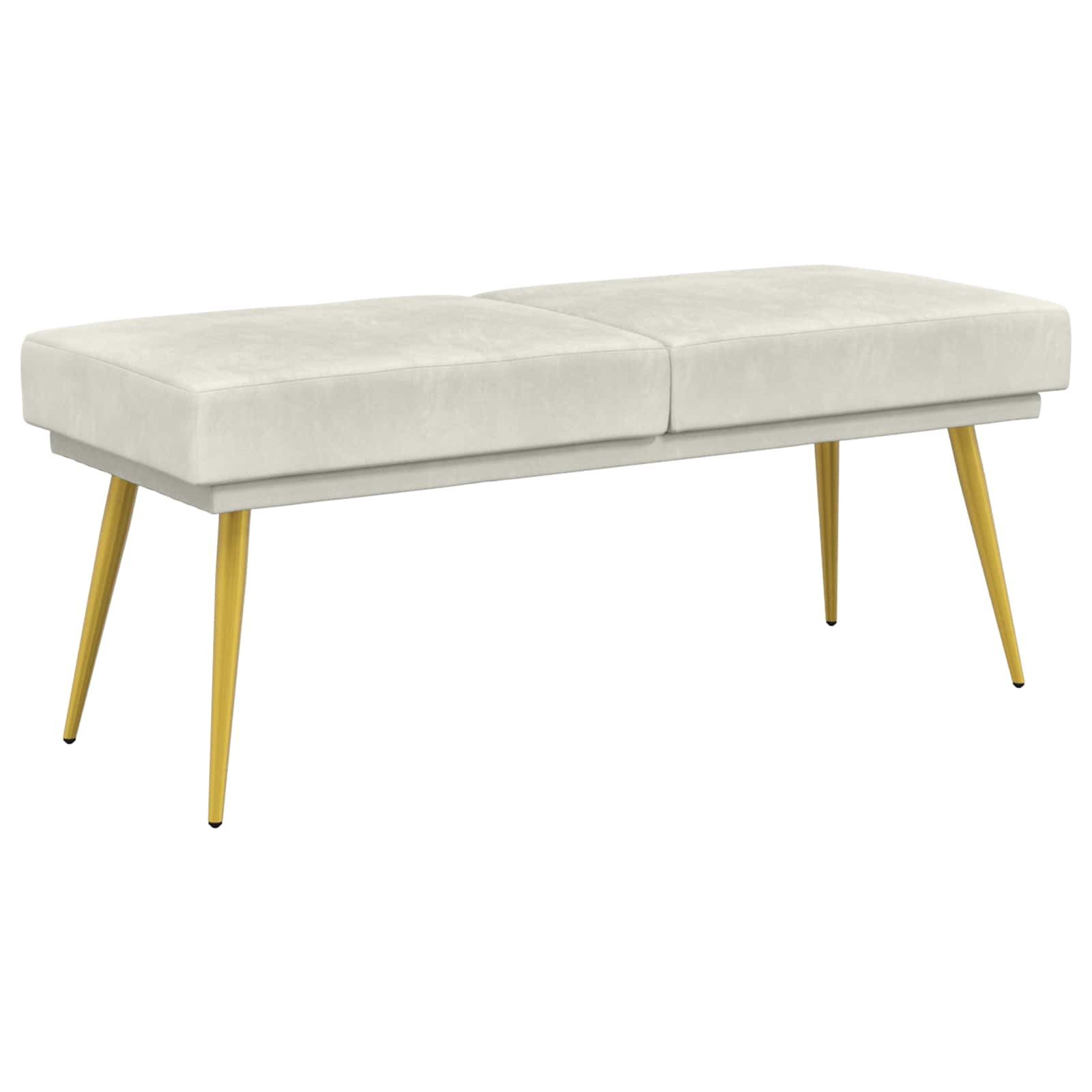 vidaXL Sitzbank Doppellagige Bank Creme 120 x 45 x 46 cm Samt (1-St)