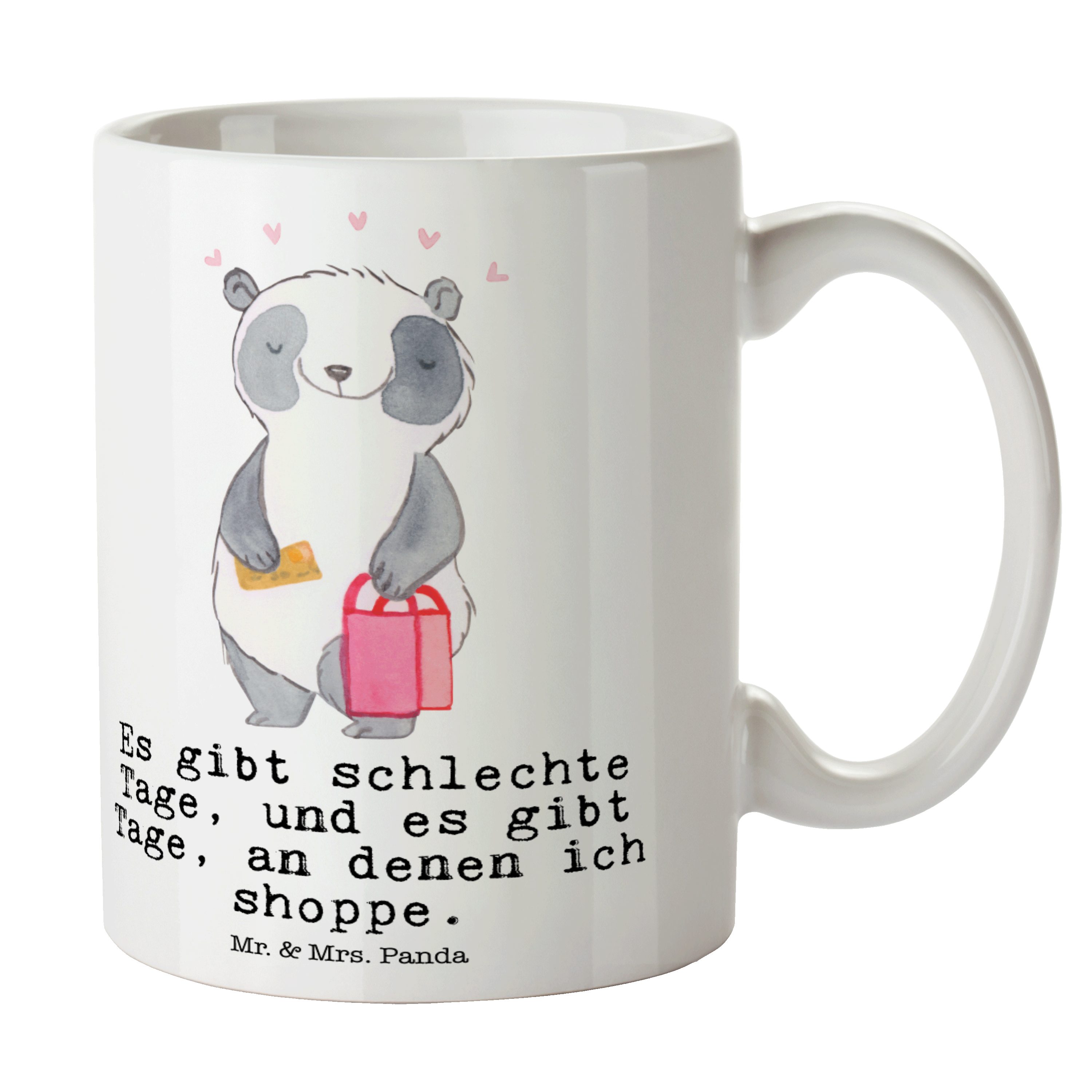Keramik & Danke, Panda Tasse Mr. Tage einkaufen, Mrs. Weiß Panda Shopping - Geschenk, Auszeichnung, -