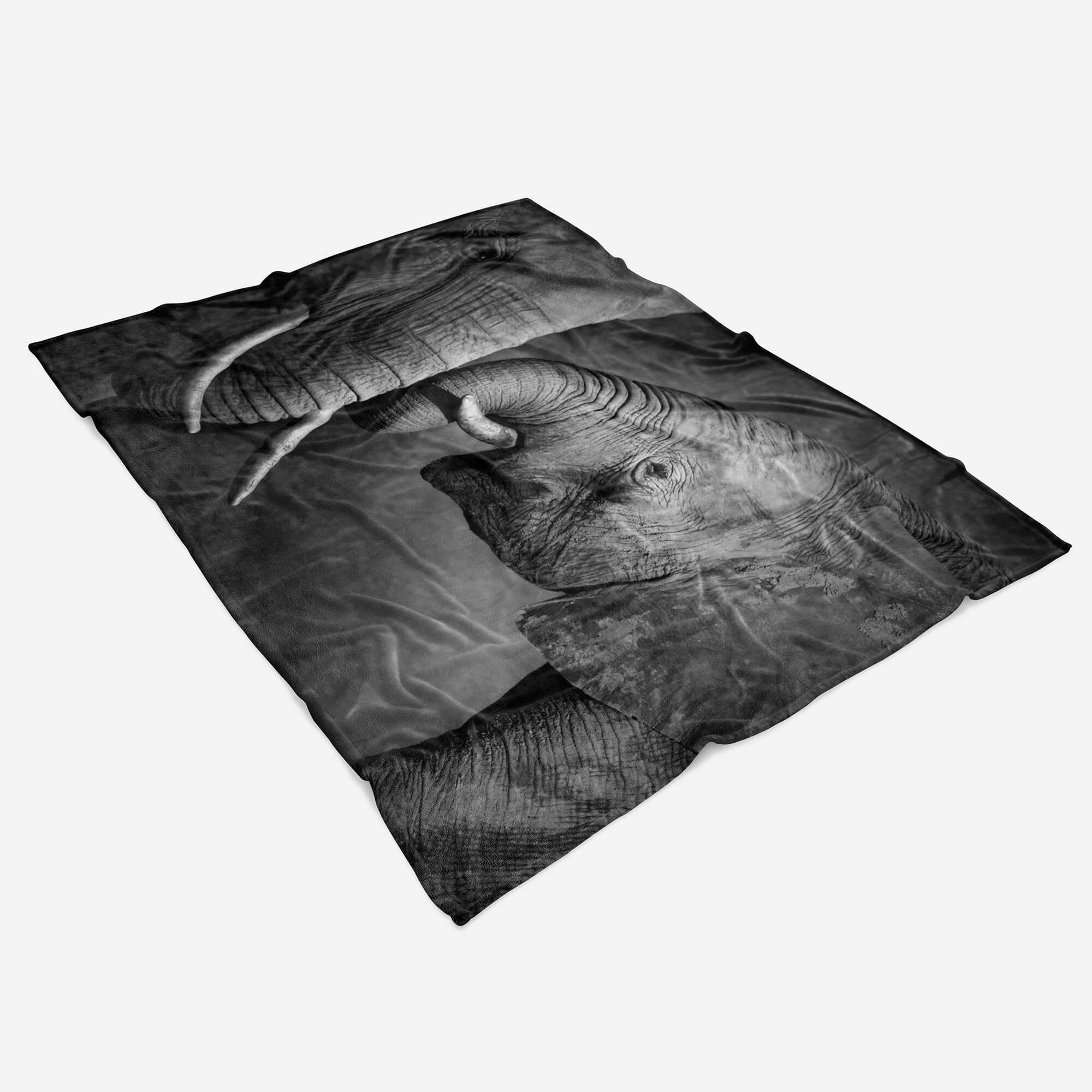 Baumwolle-Polyester-Mix Handtücher Mama Saunatuch Kuscheldecke mit, Handtuch Strandhandtuch Sinus Tiermotiv Elefanten Art Handtuch mit (1-St),